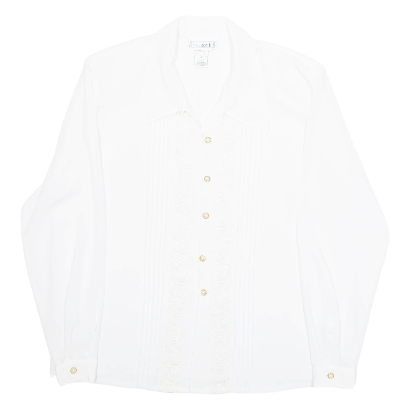 CHRISTIE & JILL Womens Blouse White Collared Long Sleeve M Refurbished - N/A refurbished available on Cerqular