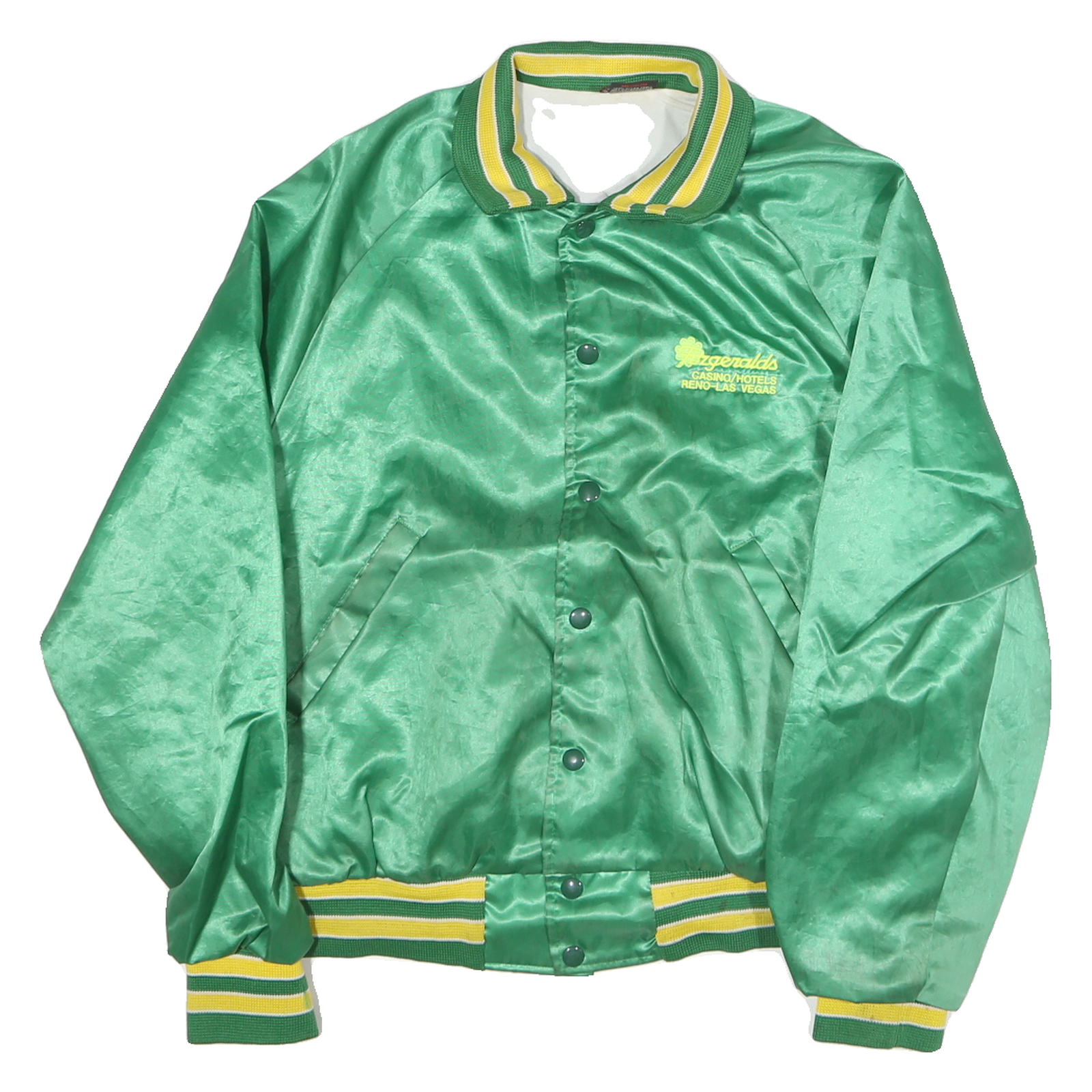 ARISTO JAC Mens Green Nylon Bomber Jacket L Satin Finish Button Closure Refurbished - N/A refurbished available on Cerqular