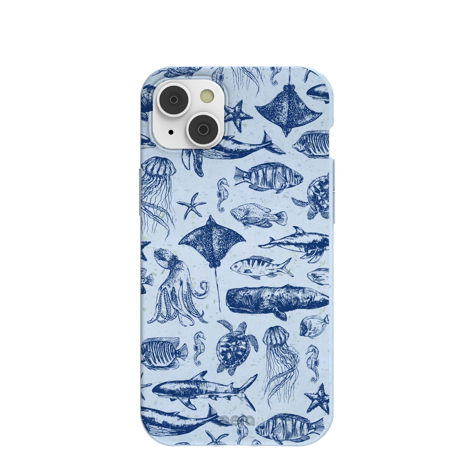 Powder Blue Marine Life iPhone 14 Plus Case Refurbished - Pela Case refurbished available on Cerqular