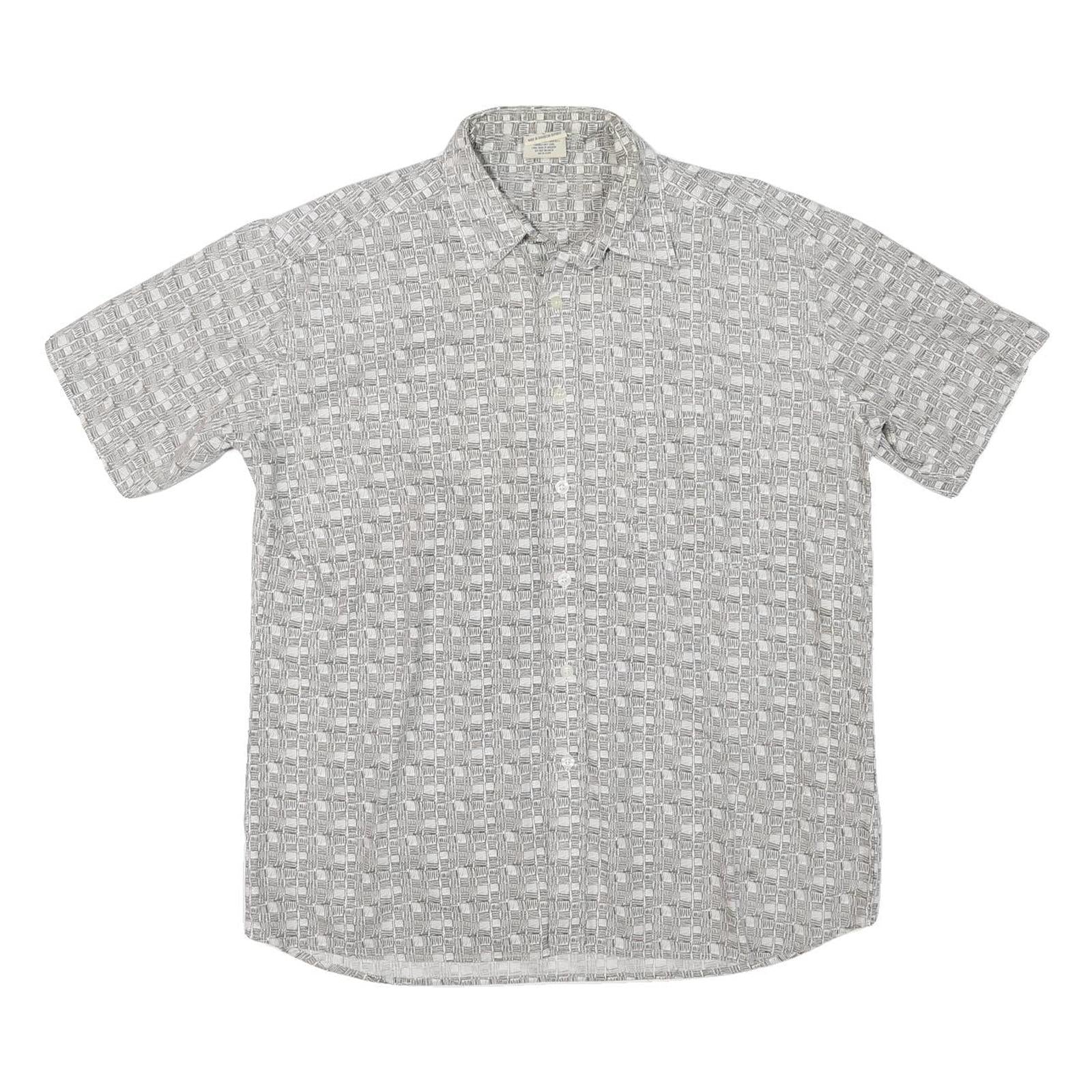 MAUI Mens Grey Pattern Cotton Blend Shirt L Casual Short Sleeve Button Refurbished - N/A refurbished available on Cerqular