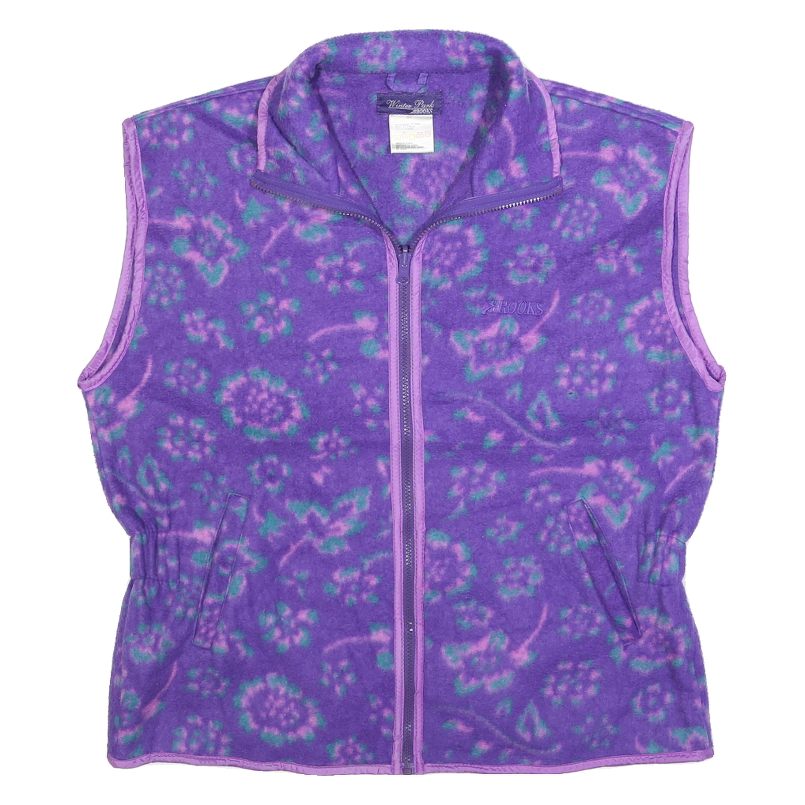 BROOKS Womens Purple Patterned Fleece Full Zip S Floral Print Casual Jumper Refurbished - N/A refurbished available on Cerqular