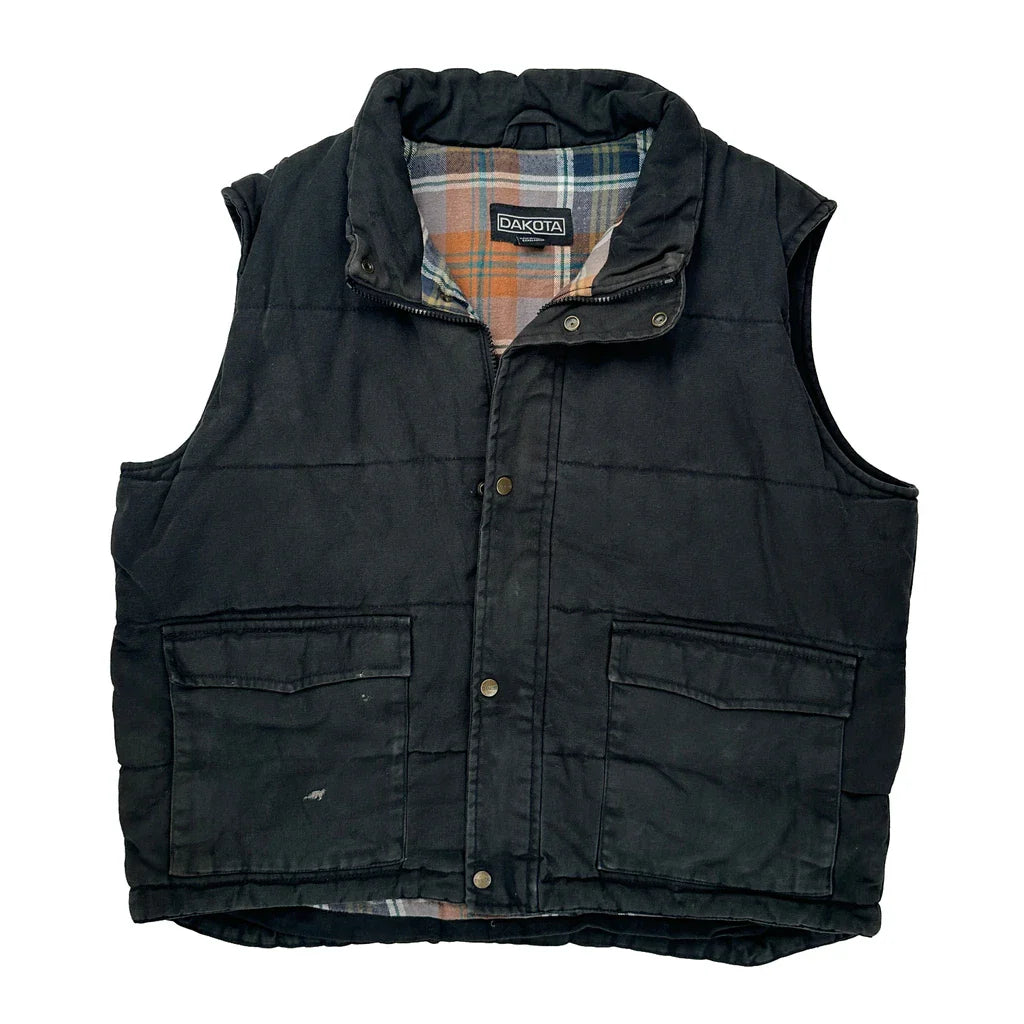 Dakota Checked Gilet - XL Black Polyester Refurbished - Thrifted (note: this is a term often used to describe second- refurbished available on Cerqular