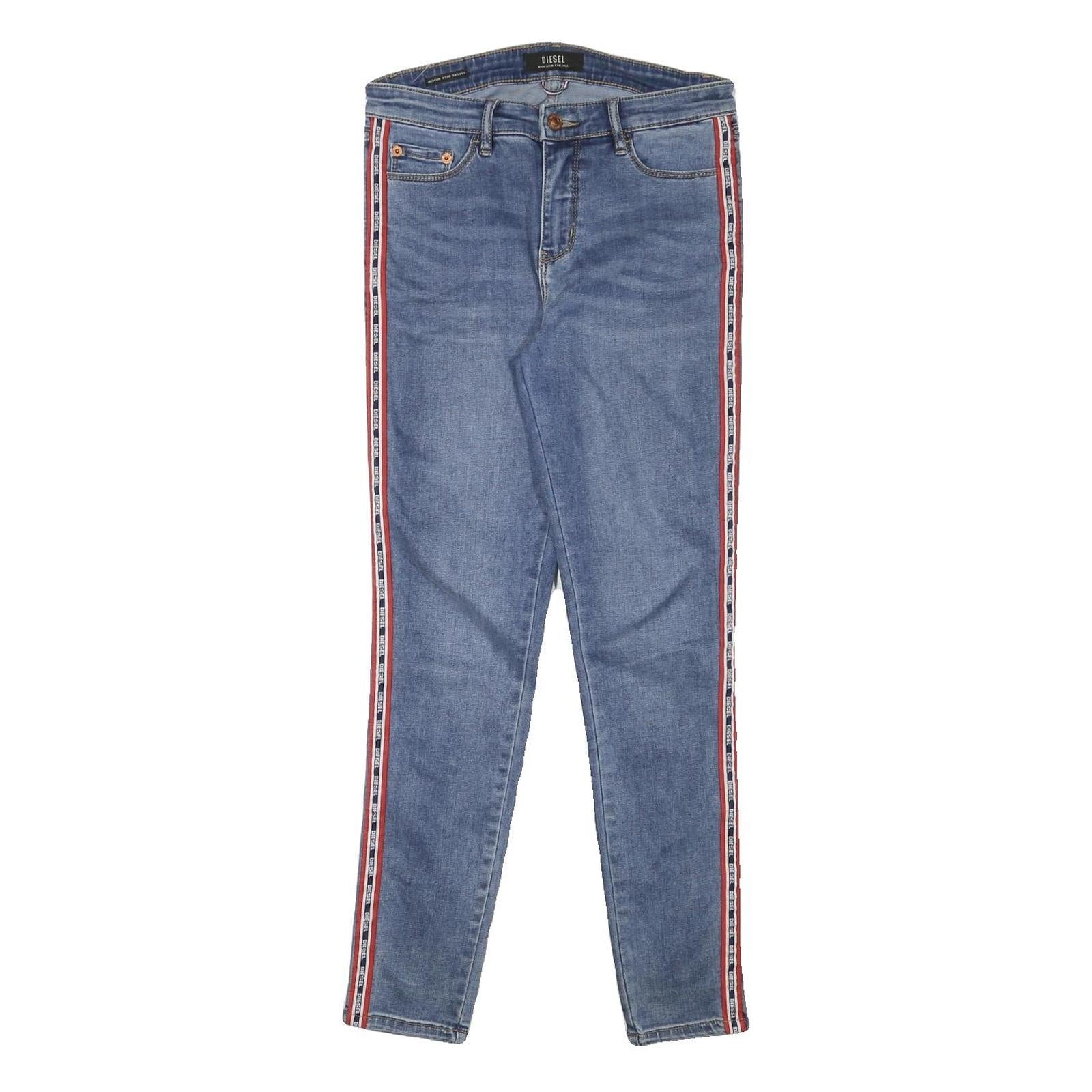 DIESEL Womens Slim Blue Denim Slim Jeans W28 L28 Logo Tape Stripe Refurbished - N/A refurbished available on Cerqular