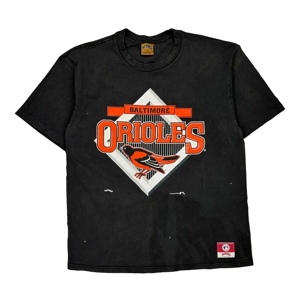 Baltimore Orioles Nutmeg Single Stitch T-Shirt - XL Black Cotton Refurbished - Thrifted (note: this is a term often used to describe second- refurbished available on Cerqular