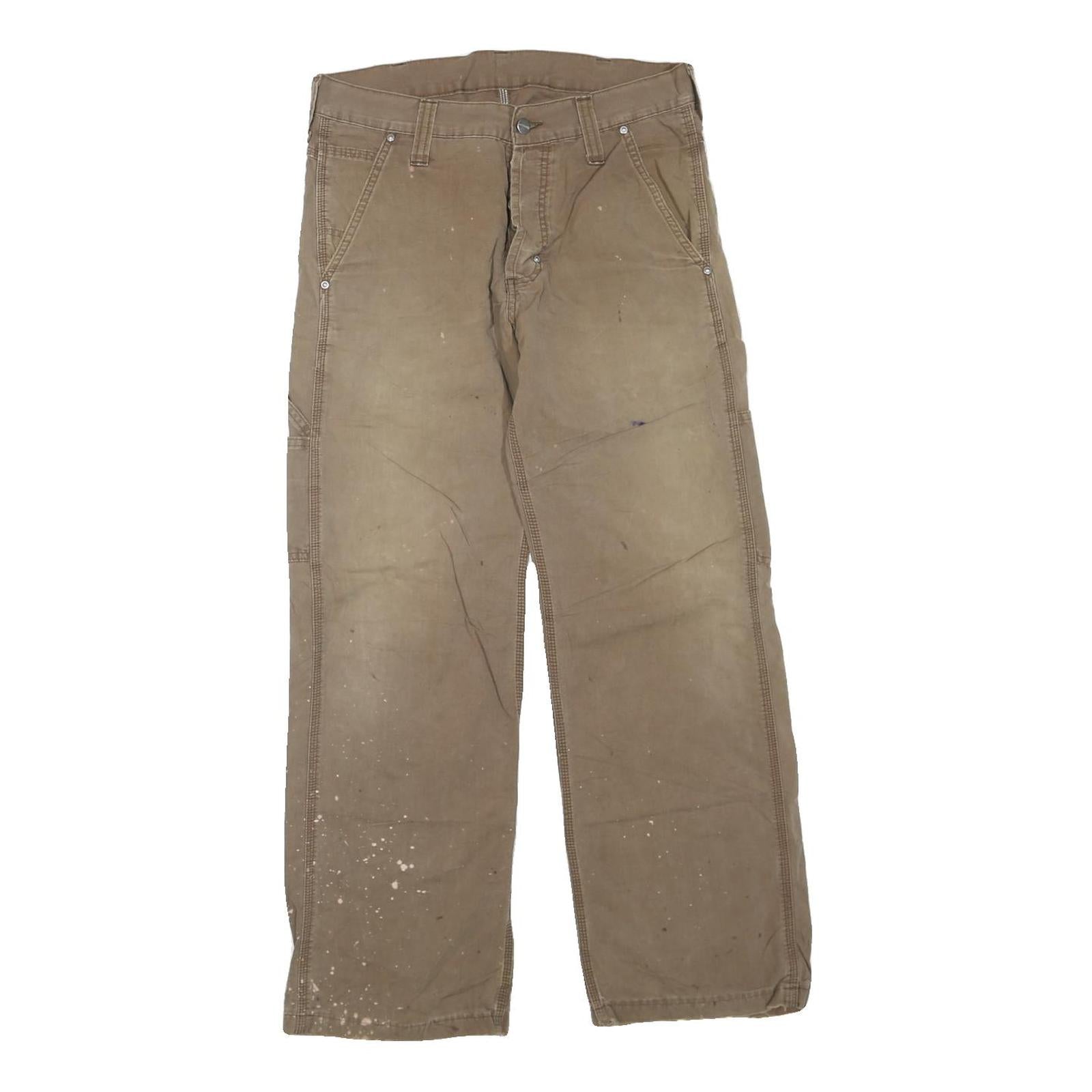 CARHARTT Mens Cotton Blend Beige Regular Straight Trousers W28 L29 Workwear Refurbished - N/A refurbished available on Cerqular