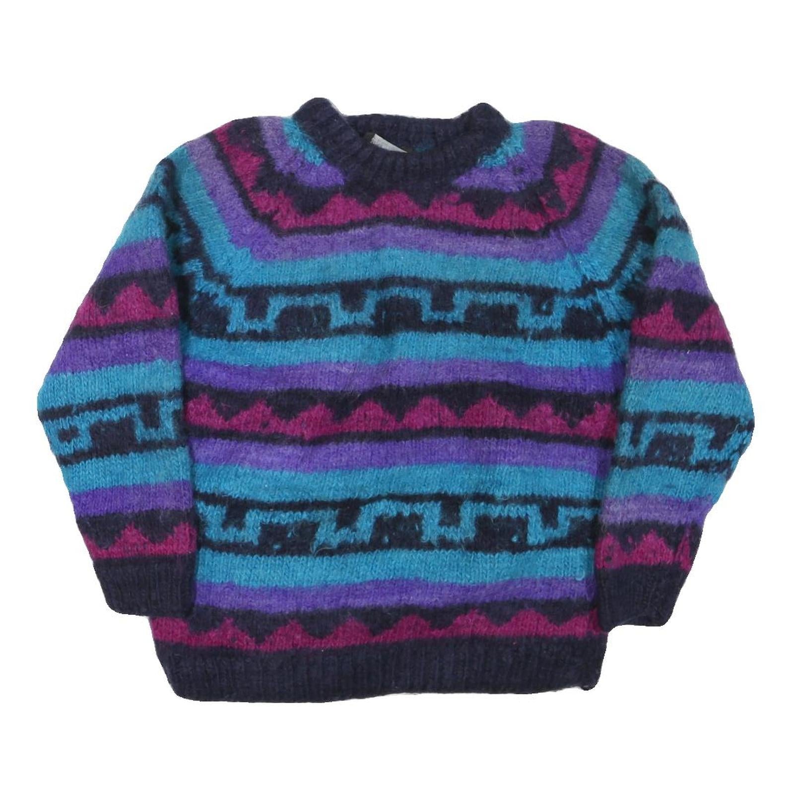 GANESH HIMAL Womens Blue & Purple Patterned Wool Jumper Crew Neck Chunky Knit M Refurbished - N/A refurbished available on Cerqular