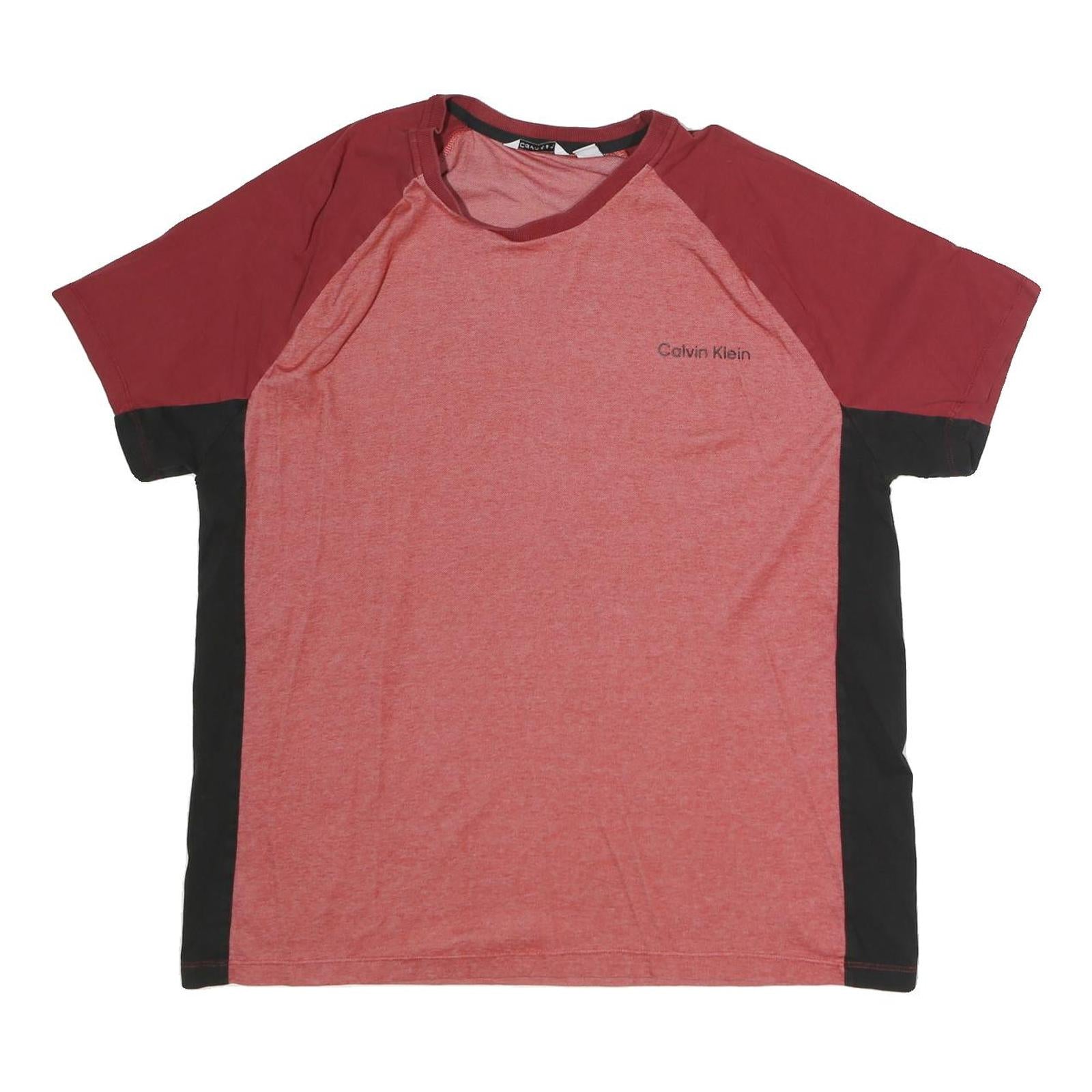 CALVIN KLEIN Mens Red & Black Colourblock T-Shirt XL Short Sleeve Crew Neck Refurbished - N/A refurbished available on Cerqular