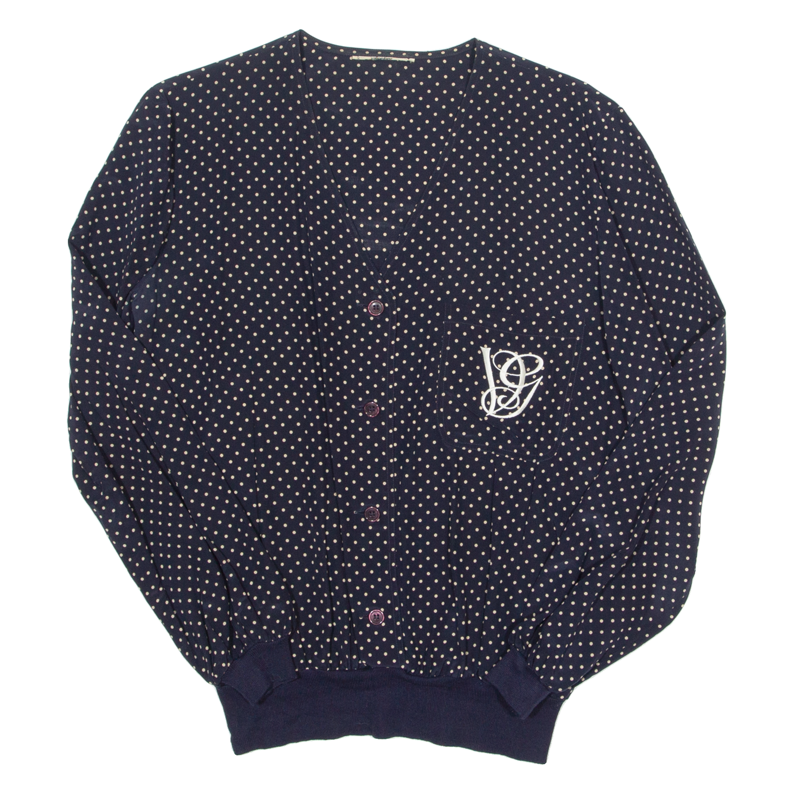 Womens Printed Blouse Blue V-Neck Long Sleeve Spotted M Refurbished - N/A refurbished available on Cerqular