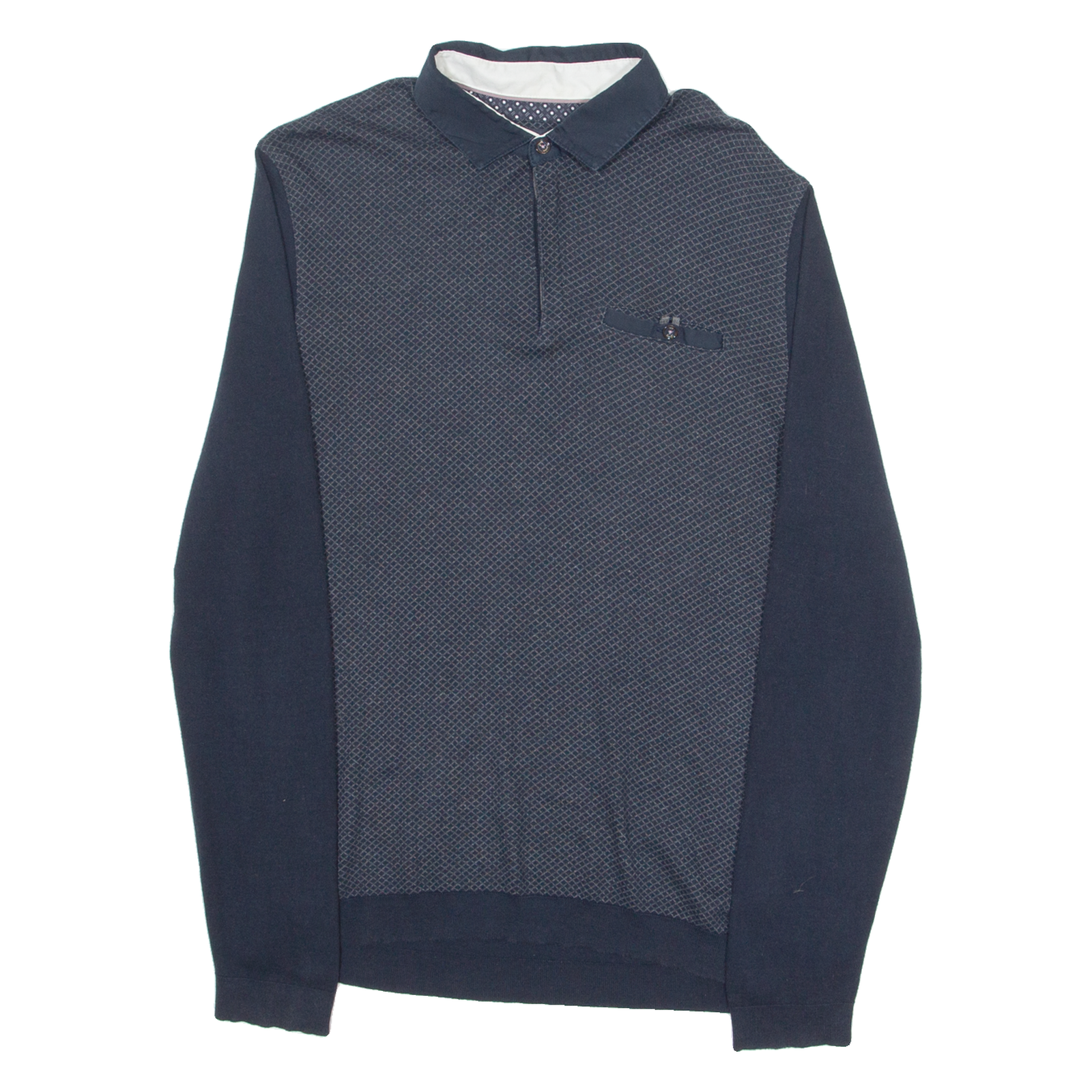 TED BAKER Mens Polo Shirt Blue Diamond Long Sleeve M Refurbished - N/A refurbished available on Cerqular