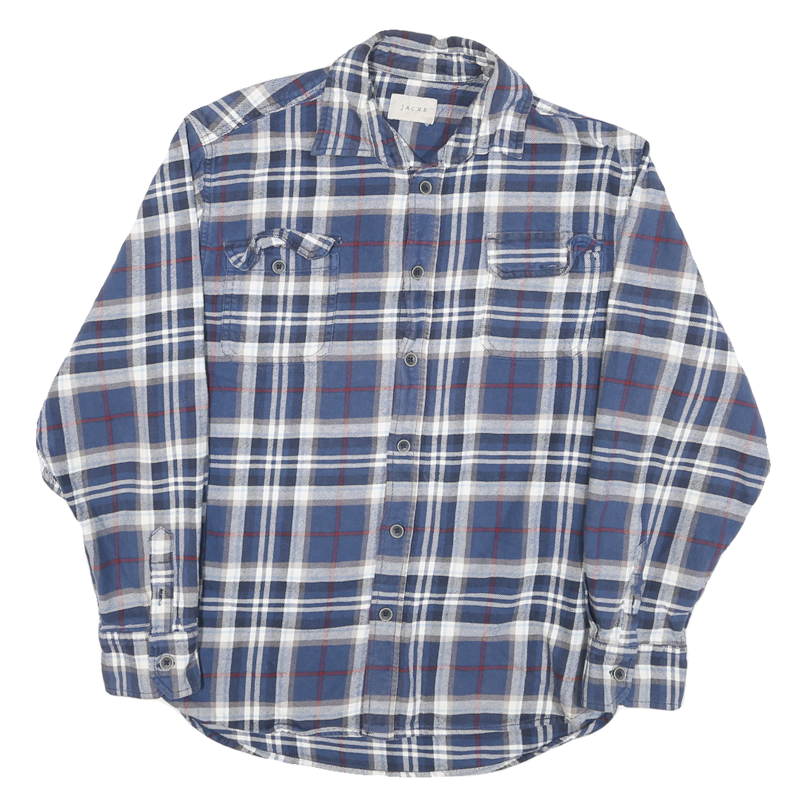 JACHS Mens Blue & White Check Shirt M Cotton Blend Casual Button Front Refurbished - N/A refurbished available on Cerqular