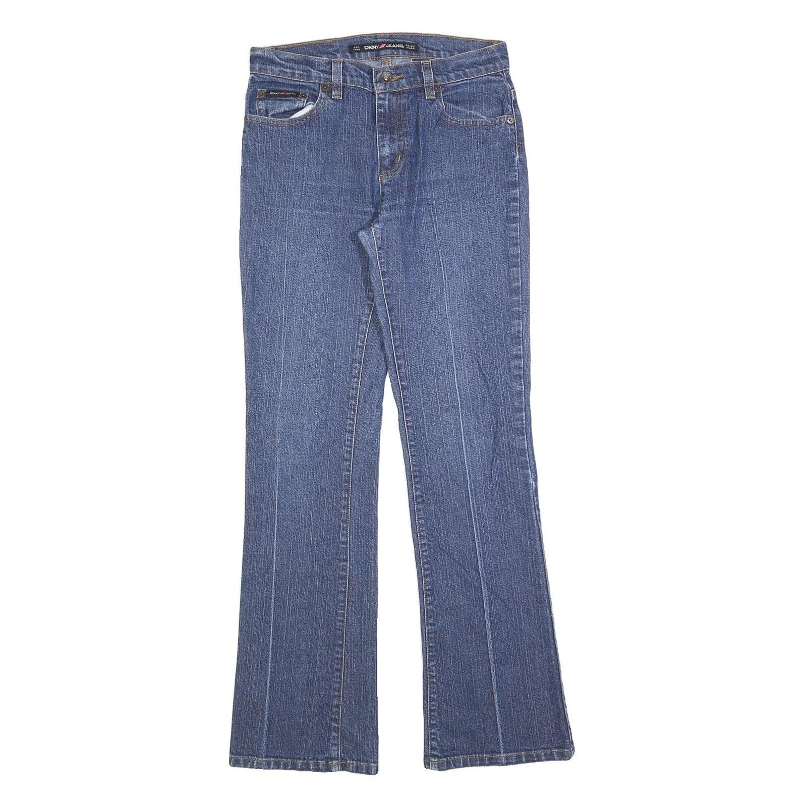 DKNY Womens Blue Regular Fit Flared Denim Medium Wash Jeans W28 L30 Stylish Refurbished - N/A refurbished available on Cerqular