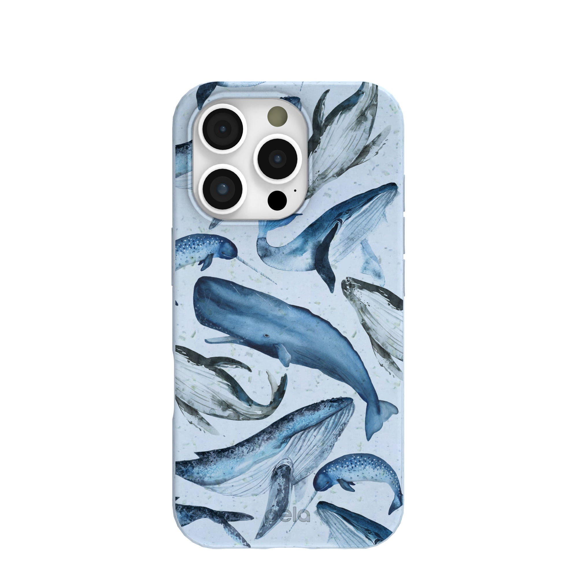 Powder Blue Whales iPhone 16 Pro Case Refurbished - Pela Case refurbished available on Cerqular