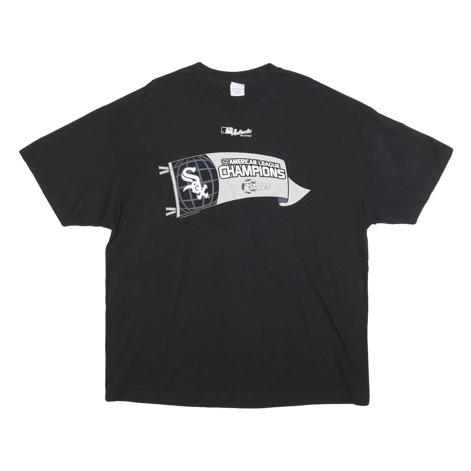 ALSTYLE Mens Black 05 American League Champions Graphic T-Shirt 2XL Crew Neck Refurbished - N/A refurbished available on Cerqular