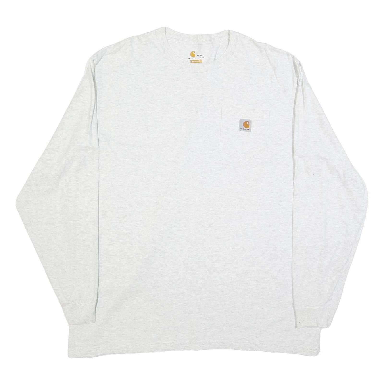 CARHARTT Mens Grey & Yellow Long Sleeve Crew Neck T-Shirt XL Pocket Logo Refurbished - N/A refurbished available on Cerqular