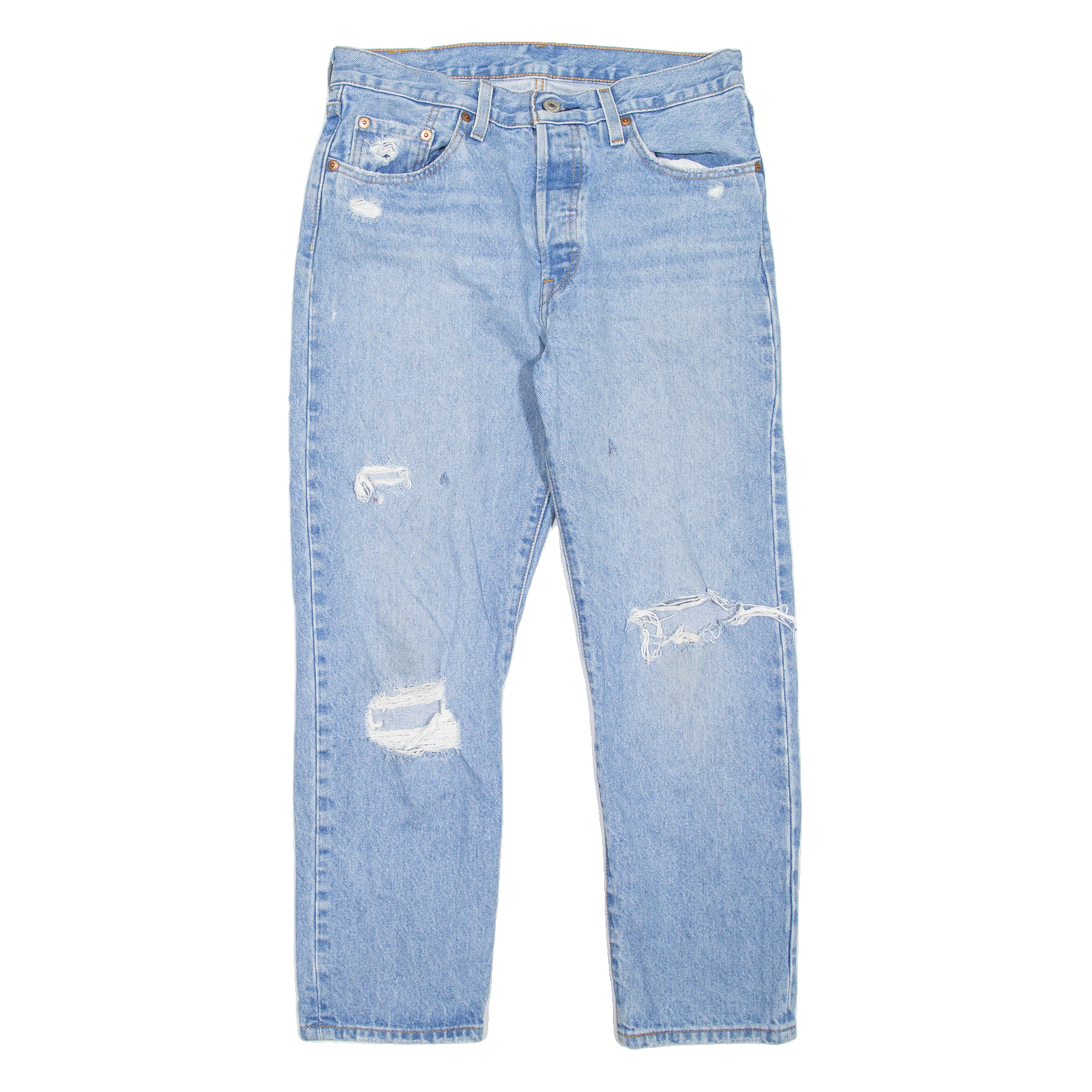 LEVI'S 501 Jeans Distressed Womens Blue Regular Straight W28 L26 Refurbished - N/A refurbished available on Cerqular