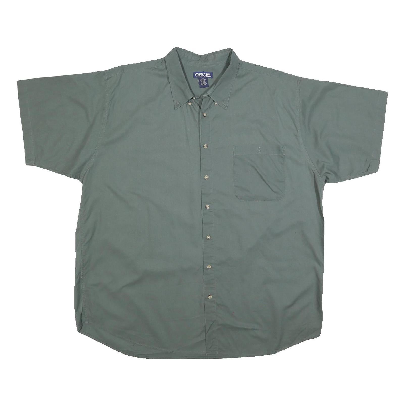 CHEROKEE Mens Green Cotton Shirt 2XL Button-Down Casual Pocket Refurbished - N/A refurbished available on Cerqular