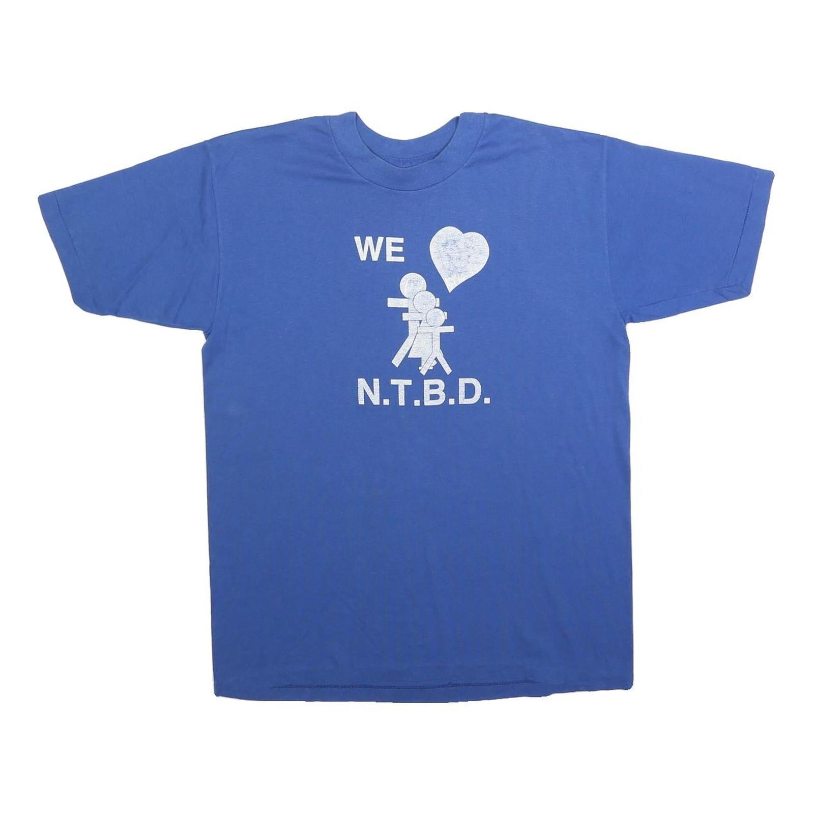 NATIONAL Mens Blue We Love N.T.B.D. Graphic T-Shirt L Short Sleeve Crew Neck Refurbished - N/A refurbished available on Cerqular