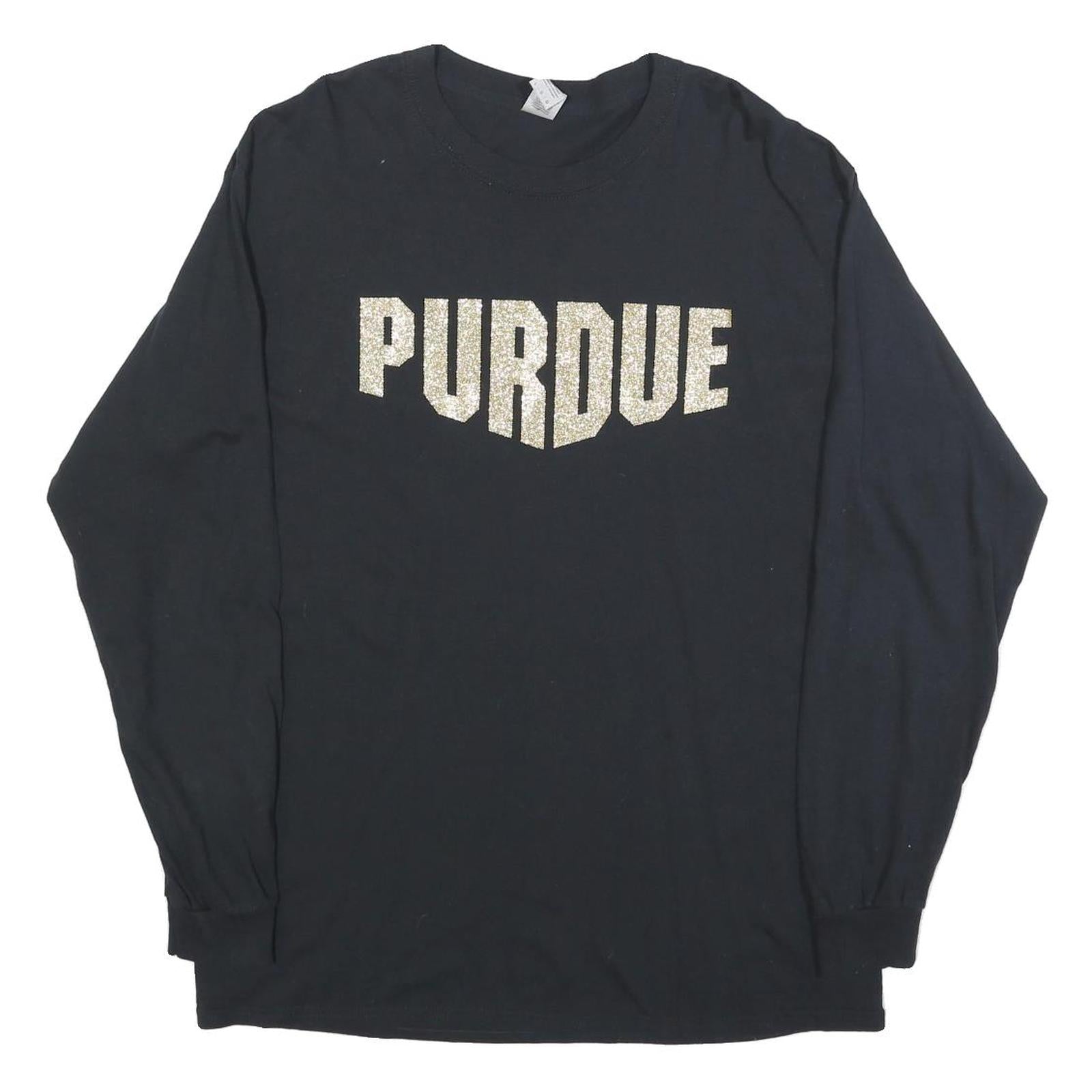 GILDAN Womens Black Purdue Long Sleeve Crew Neck Cotton Blend T-Shirt L Refurbished - N/A refurbished available on Cerqular