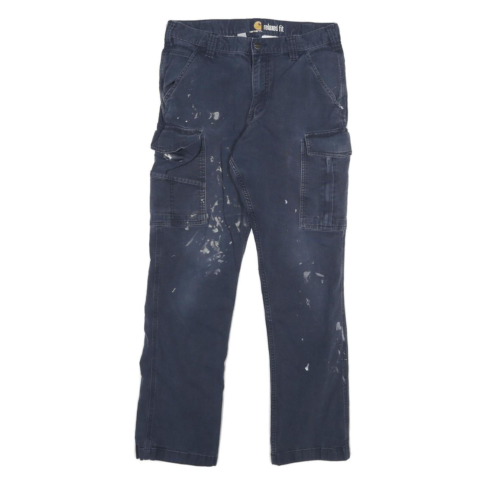 CARHARTT Mens Cotton Blend Blue Relaxed Fit Cargo Trousers W30 L29 Workwear Refurbished - N/A refurbished available on Cerqular