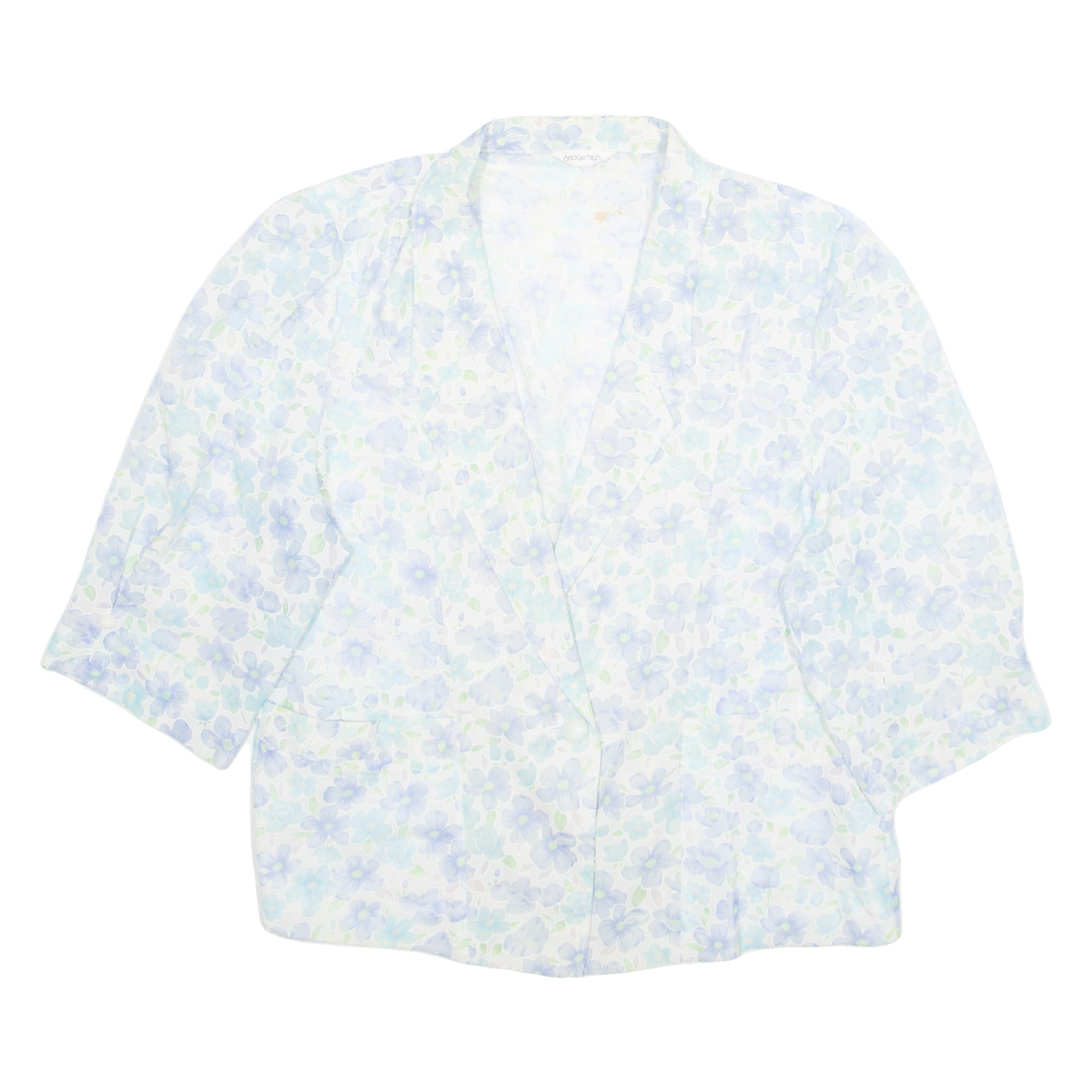 Womens Printed Blouse Blue V-Neck Floral L Refurbished - N/A refurbished available on Cerqular