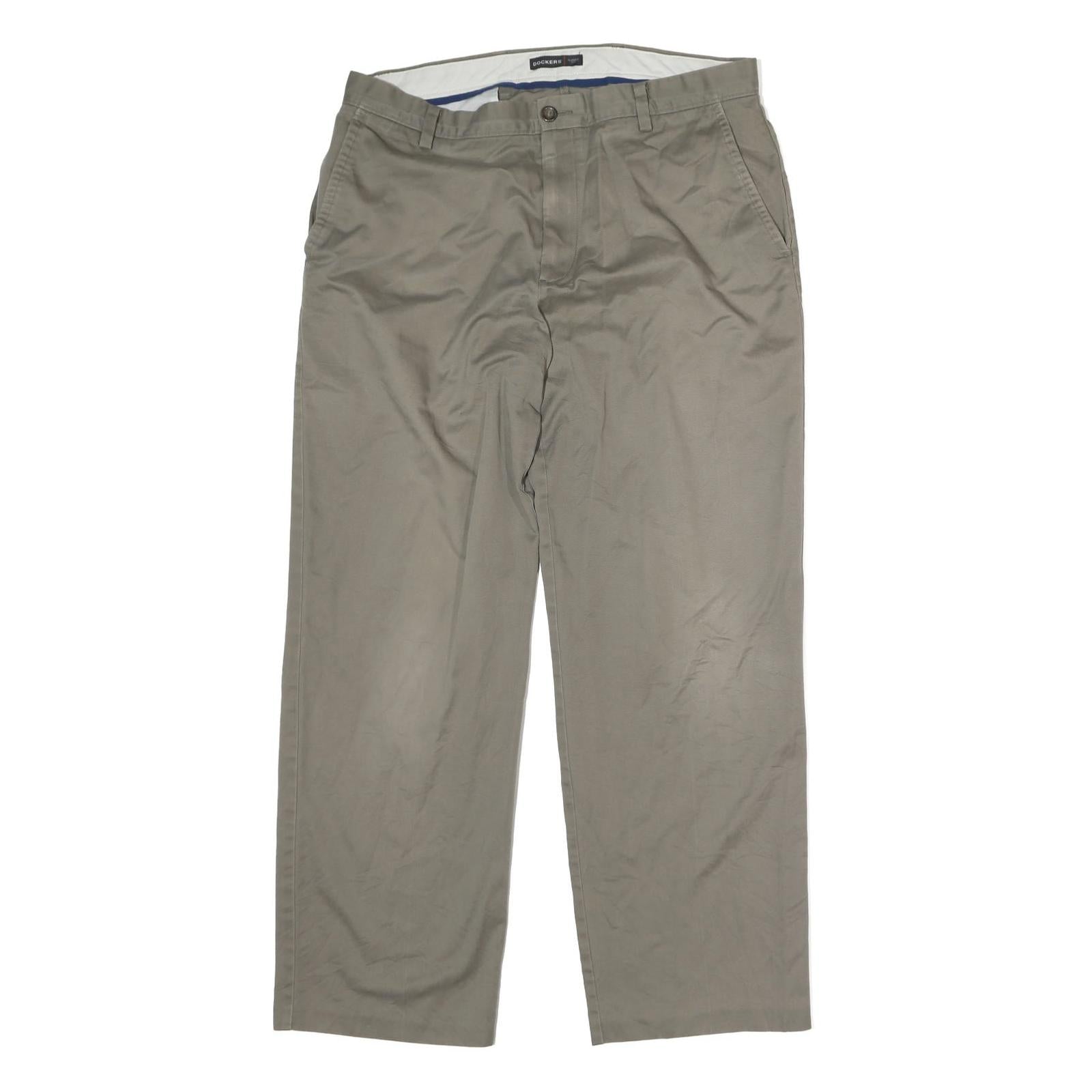 DOCKERS Mens Cotton Beige Regular Fit Straight Leg Trousers W34 L29 Casual Refurbished - N/A refurbished available on Cerqular