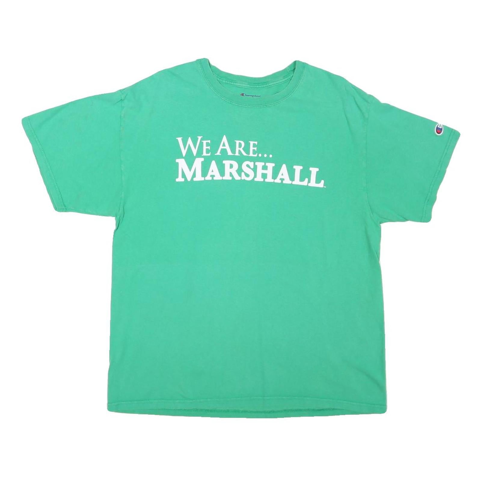 CHAMPION Mens Green We Are Marshall Graphic T-Shirt L Short Sleeve Crew Neck Refurbished - N/A refurbished available on Cerqular