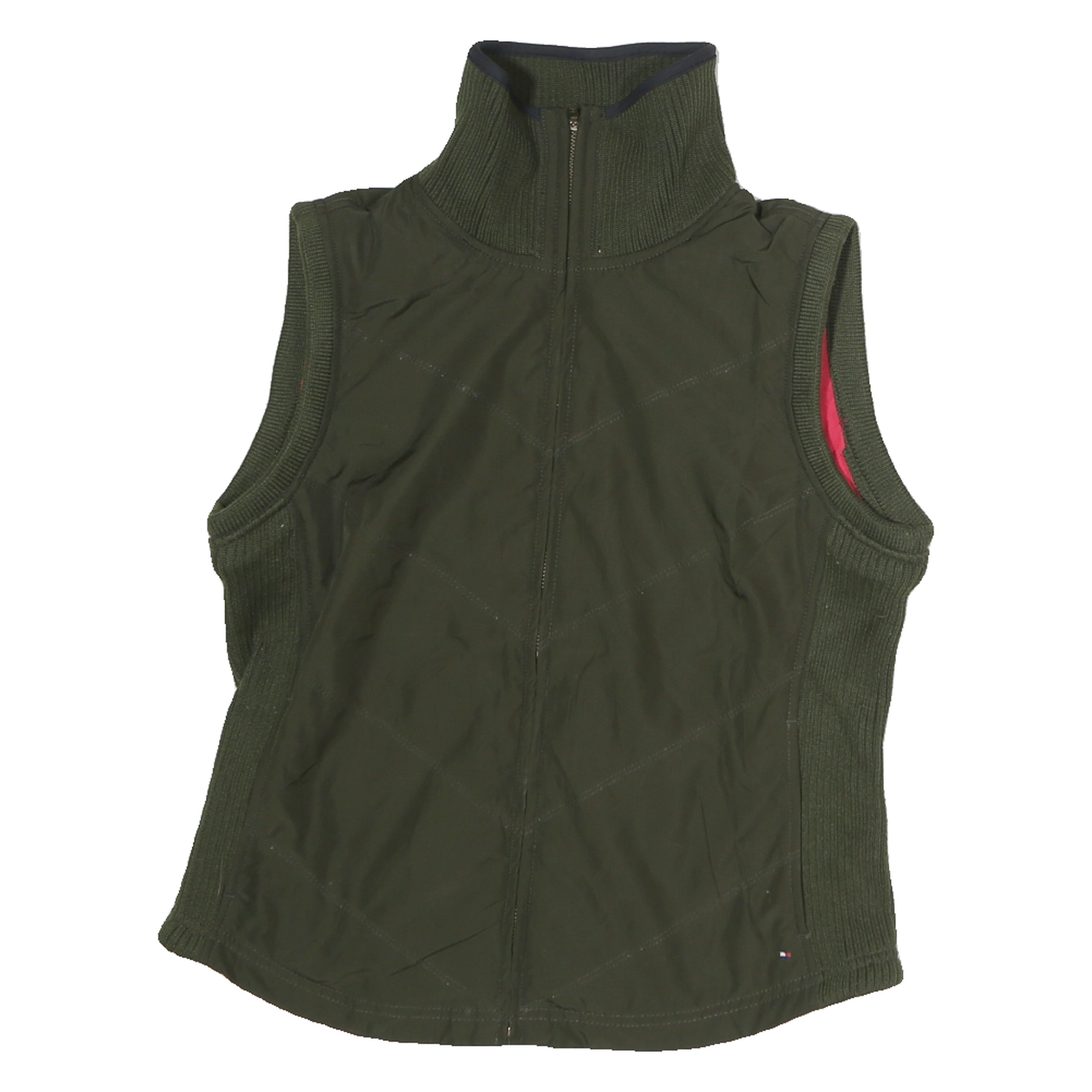 TOMMY HILFIGER Womens Green Zip Polyester Blend Jacket M Sleeveless Rib Knit Refurbished - N/A refurbished available on Cerqular