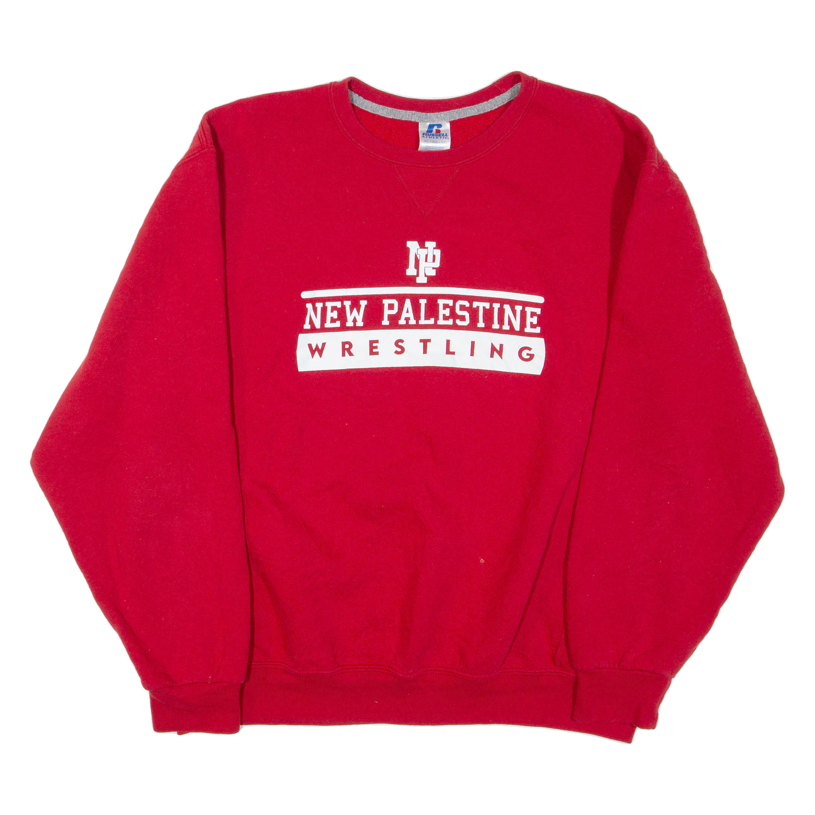 RUSSELL ATHLETIC New Palestine Wrestling Mens Sweatshirt Red Crew Neck XL Refurbished - N/A refurbished available on Cerqular