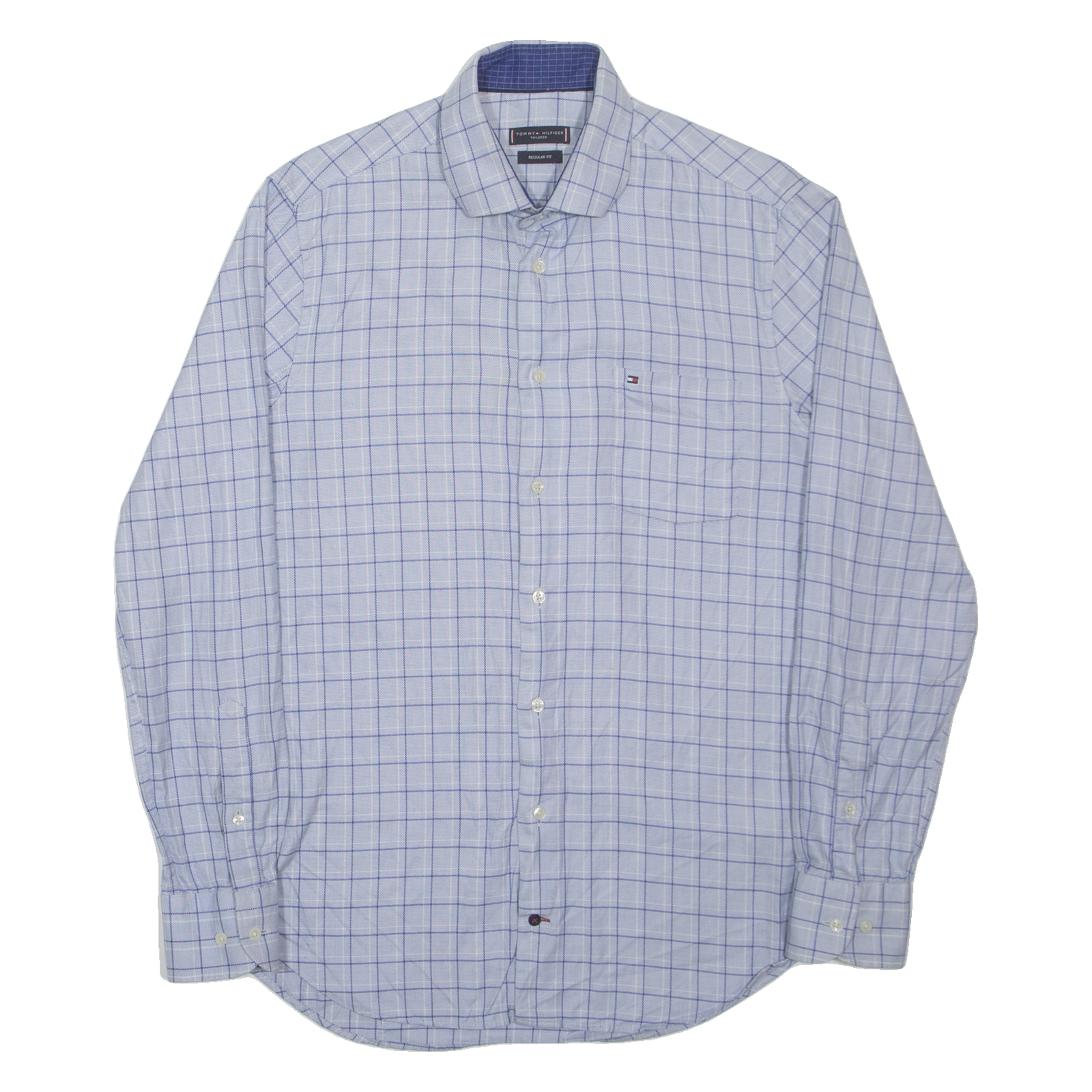 TOMMY HILFIGER Regular Fit Mens Shirt Blue Check Long Sleeve S Refurbished - N/A refurbished available on Cerqular