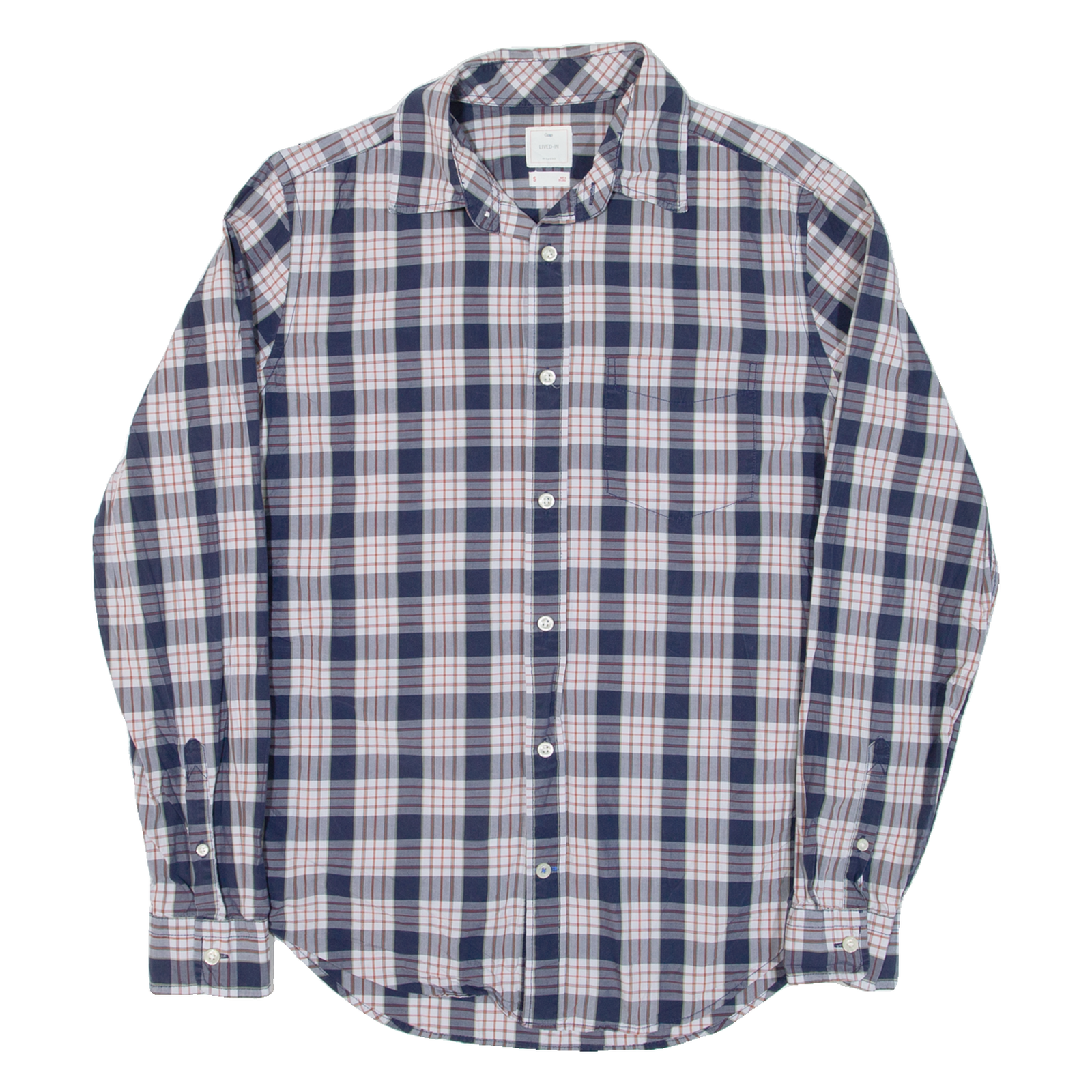 GAP Mens Shirt Blue Check Long Sleeve S Refurbished - N/A refurbished available on Cerqular