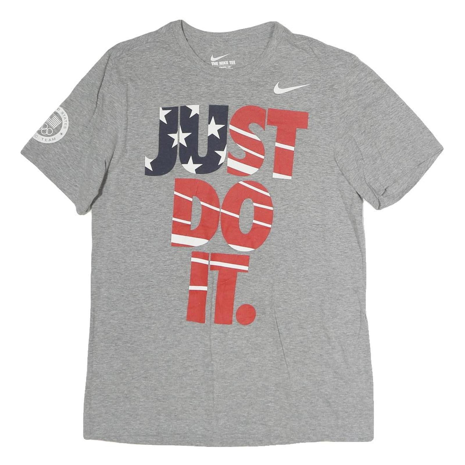 NIKE Mens Grey Just Do It Graphic T-Shirt M Short Sleeve Crew Neck Sportswear Refurbished - N/A refurbished available on Cerqular