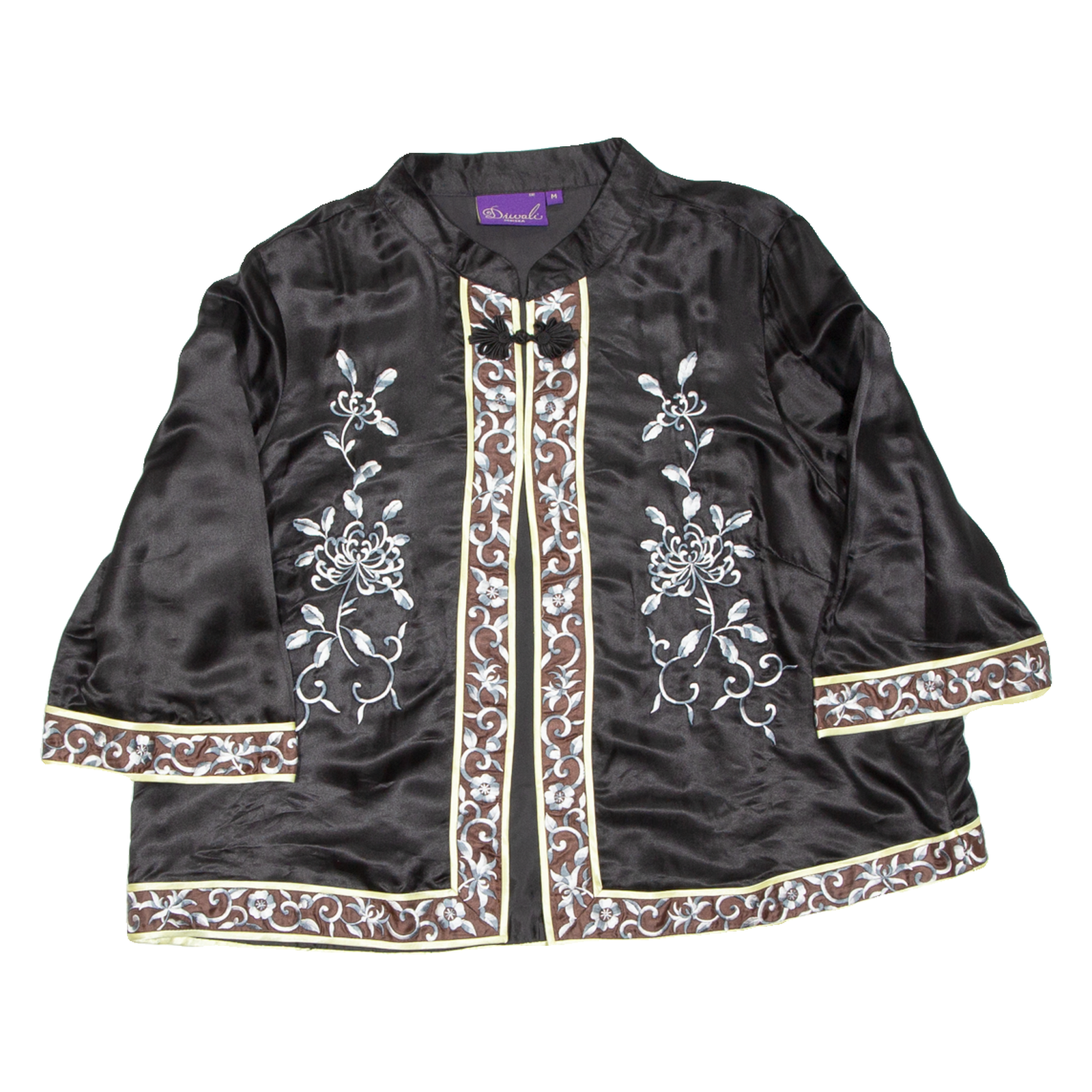 INDISKA Womens Printed Blouse Black V-Neck 3/4 Sleeve Silk Floral M Refurbished - N/A refurbished available on Cerqular
