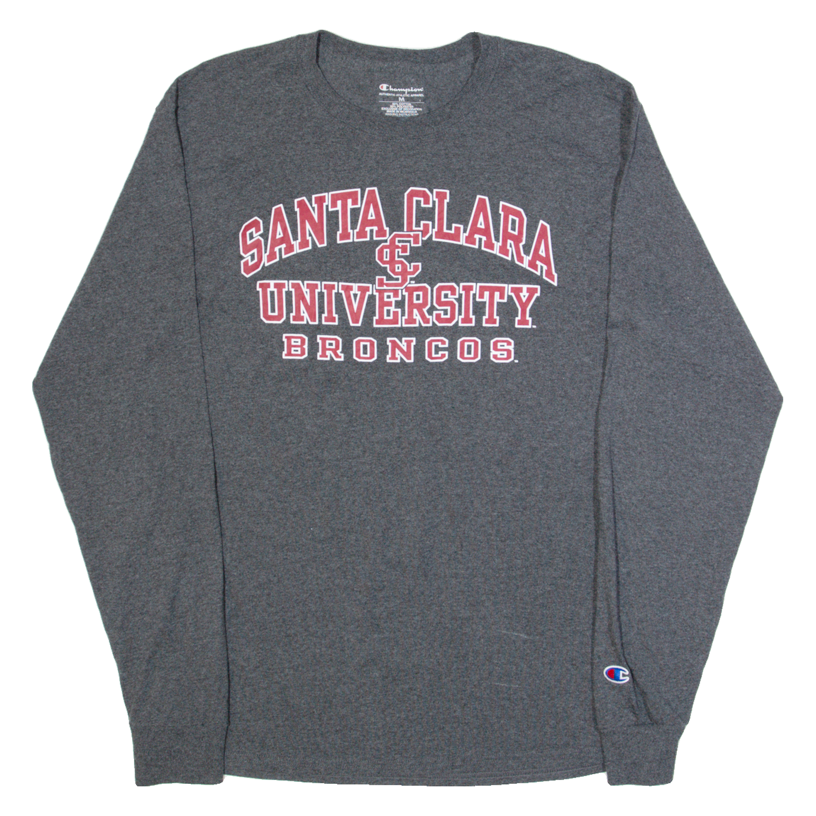 CHAMPION Santa Clara University Broncos Mens T-Shirt Grey Long Sleeve USA M Refurbished - N/A refurbished available on Cerqular