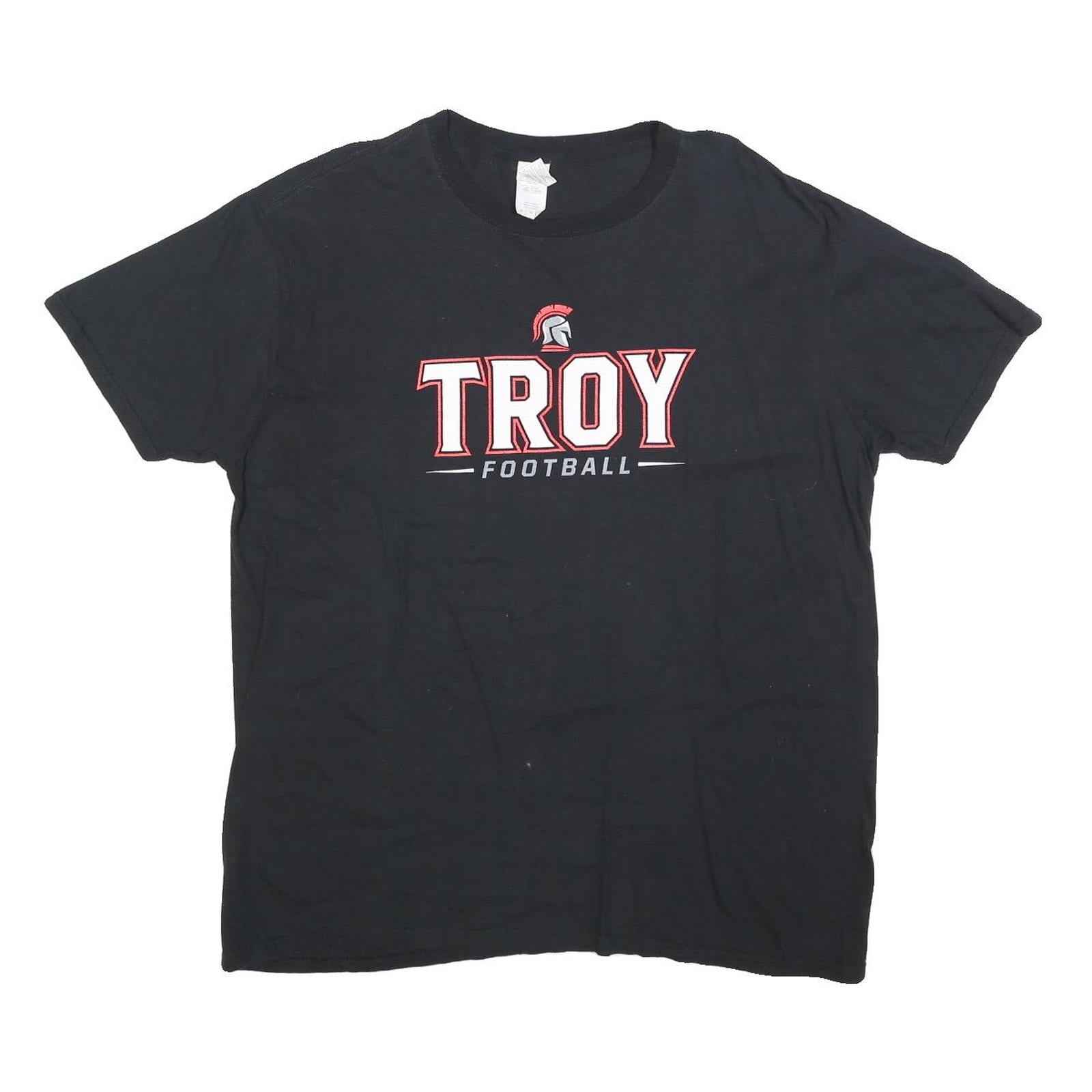 GILDAN Mens Black Troy Football Graphic T-Shirt XL Short Sleeve Crew Neck Casual Refurbished - N/A refurbished available on Cerqular