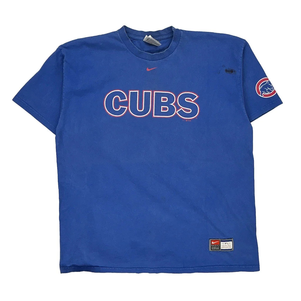 Cubs Nike Mlb T-Shirt - XL Blue Cotton Refurbished - Thrifted (note: this is a term often used to describe second- refurbished available on Cerqular
