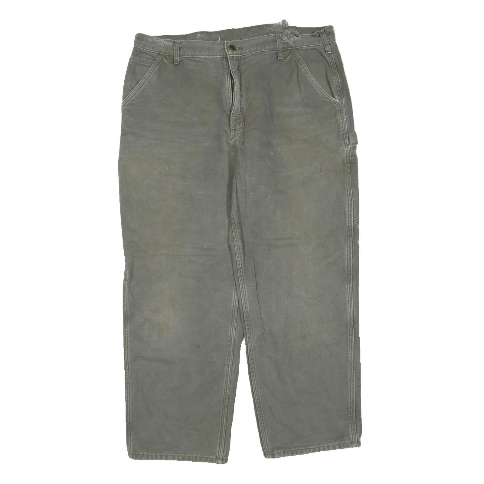 CARHARTT Mens Cotton Blend Regular Green Workwear Trousers W40 L30 Durable Zip Refurbished - N/A refurbished available on Cerqular