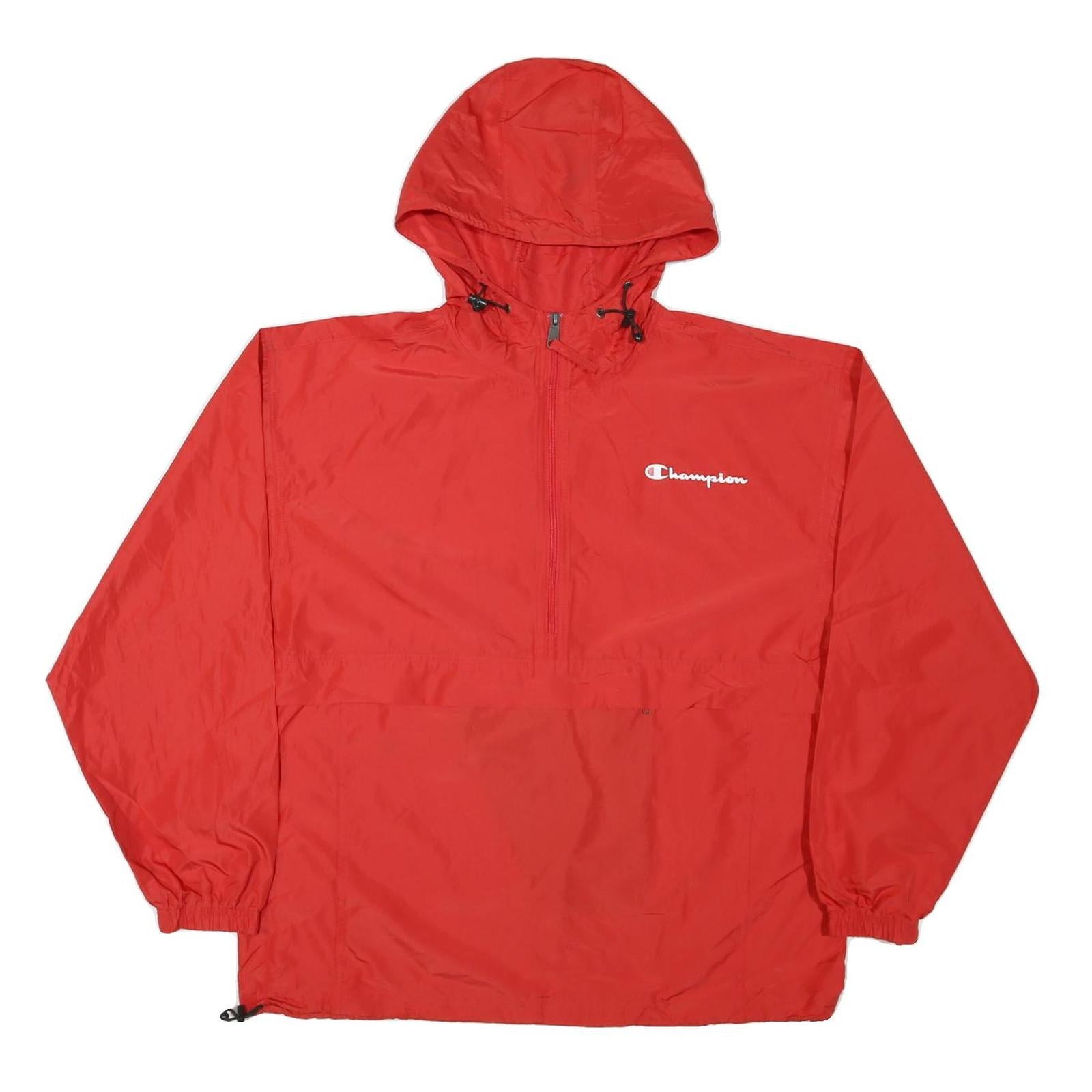 CHAMPION Mens Red Nylon Hooded Zip Jacket L Lightweight Sportswear Refurbished - N/A refurbished available on Cerqular