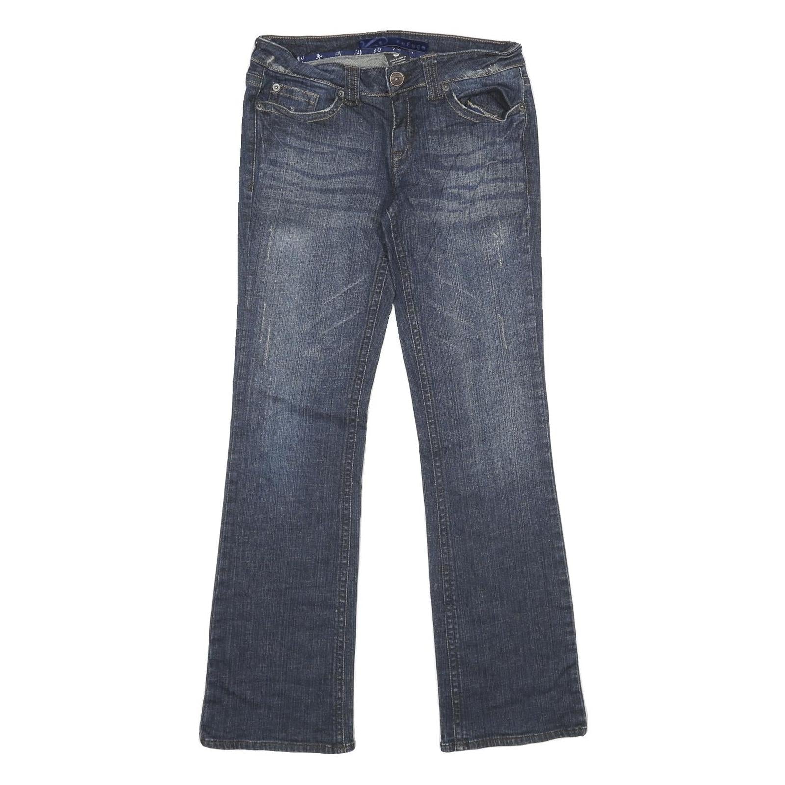 REFUGE DENIM Womens Jeans Blue Regular Bootcut Denim Medium W28 L30 Stylish Refurbished - N/A refurbished available on Cerqular