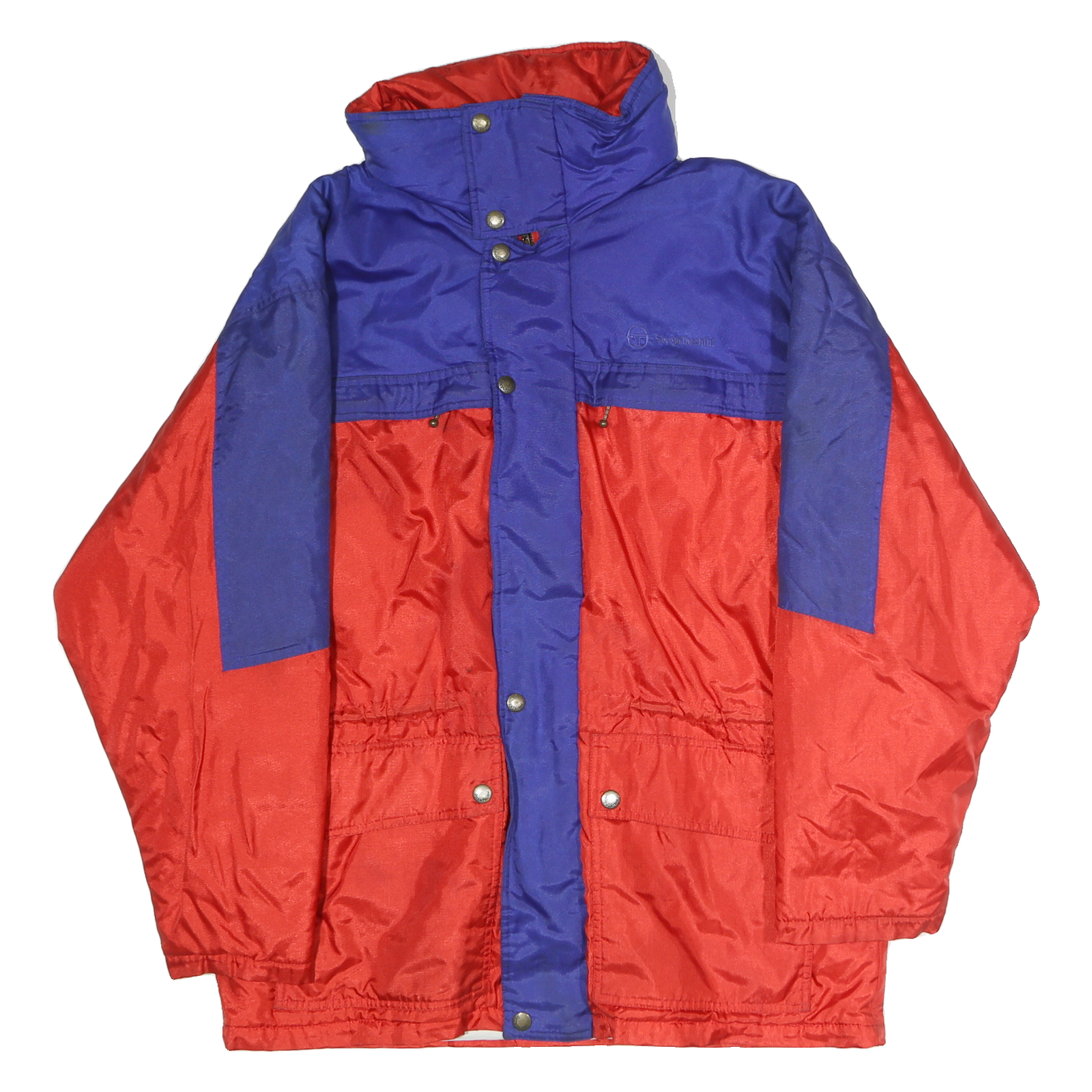 SERGIO TACCHINI Mens Blue & Red Outdoor Jacket L Polyester Colourblock Zip Refurbished - N/A refurbished available on Cerqular