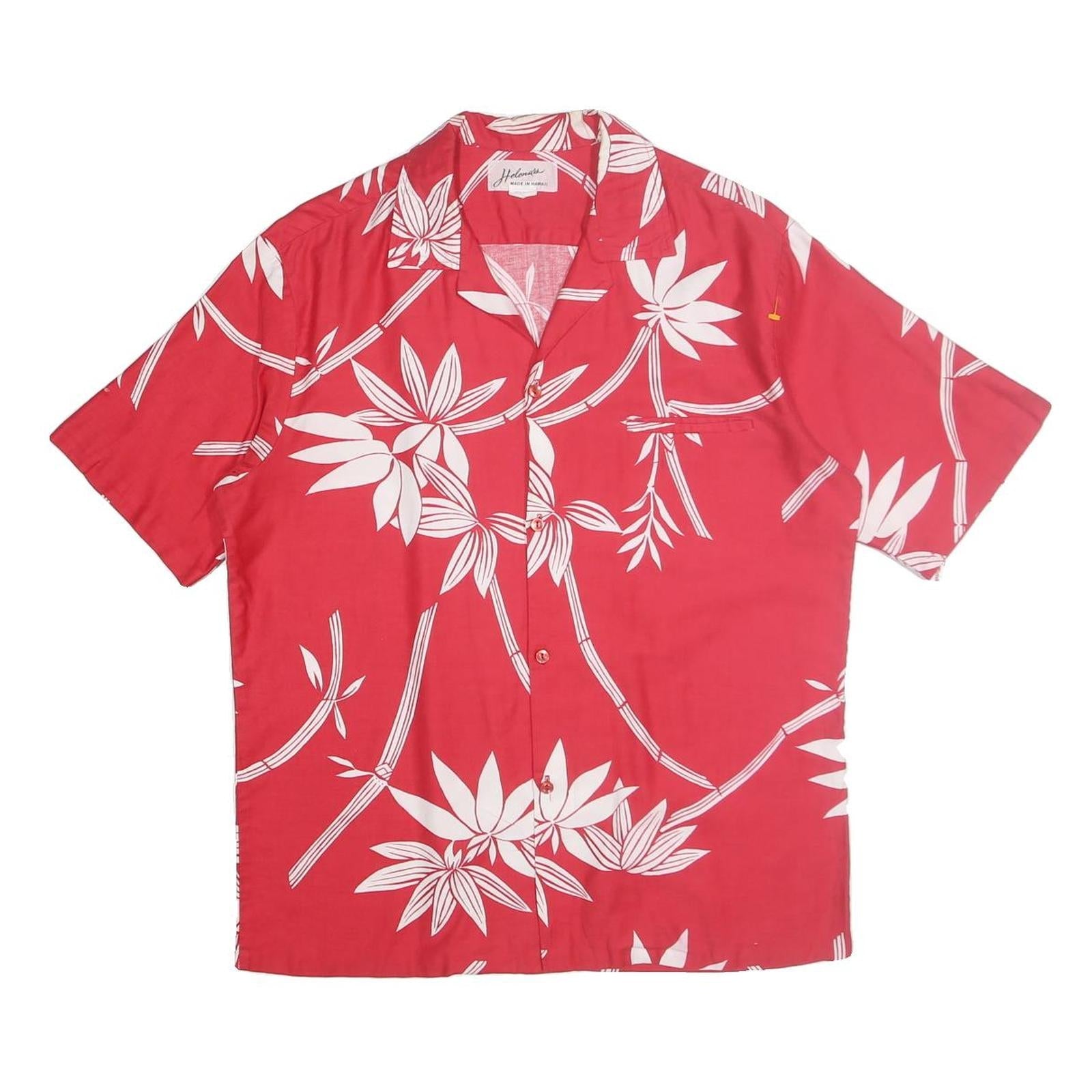 HELENA Mens Red & White Hawaiian Shirt M Cotton Floral Summer Casual Refurbished - N/A refurbished available on Cerqular