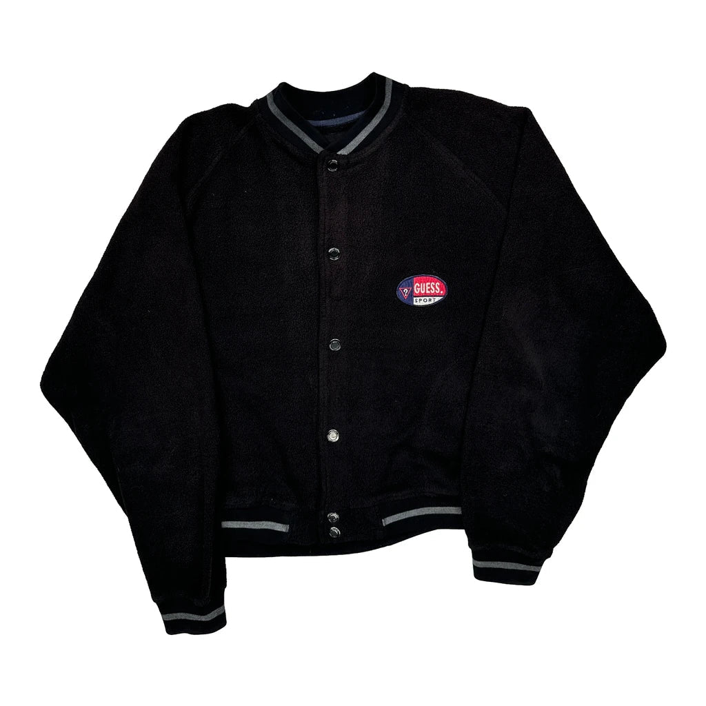 Buy Guess Spellout Varsity Jacket - Small Black Polyester Refurbished - $87.09 Guess Spellout Varsity Jacket - Small Black Polyester Refurbished - Thrifted (note: this is a term often used to describe second- refurbished available on Cerqular