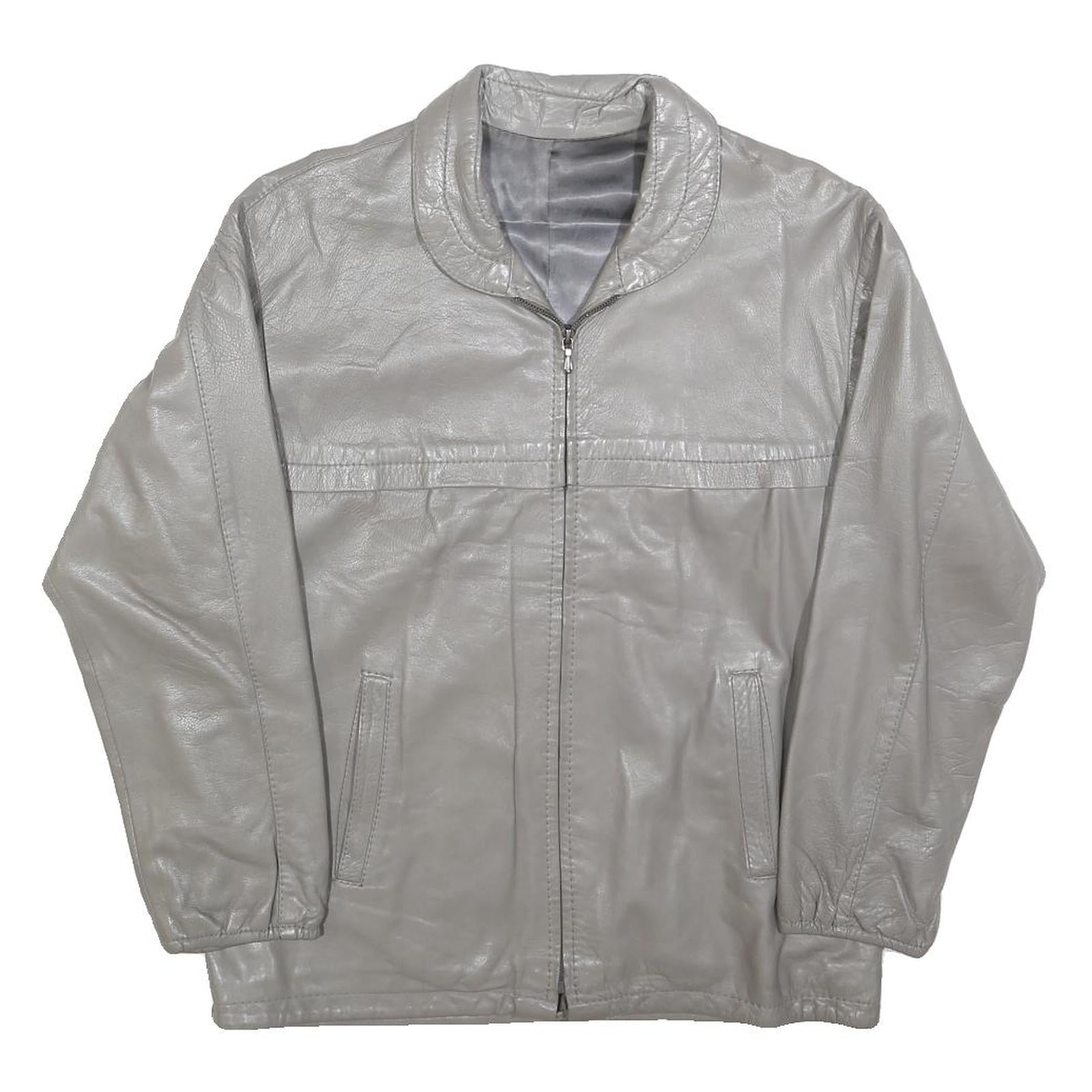 Buy Womens Grey Leather Zip Jacket M Woven Plain Casual Outerwear Refurbished - $46.79 Womens Grey Leather Zip Jacket M Woven Plain Casual Outerwear Refurbished - N/A refurbished available on Cerqular