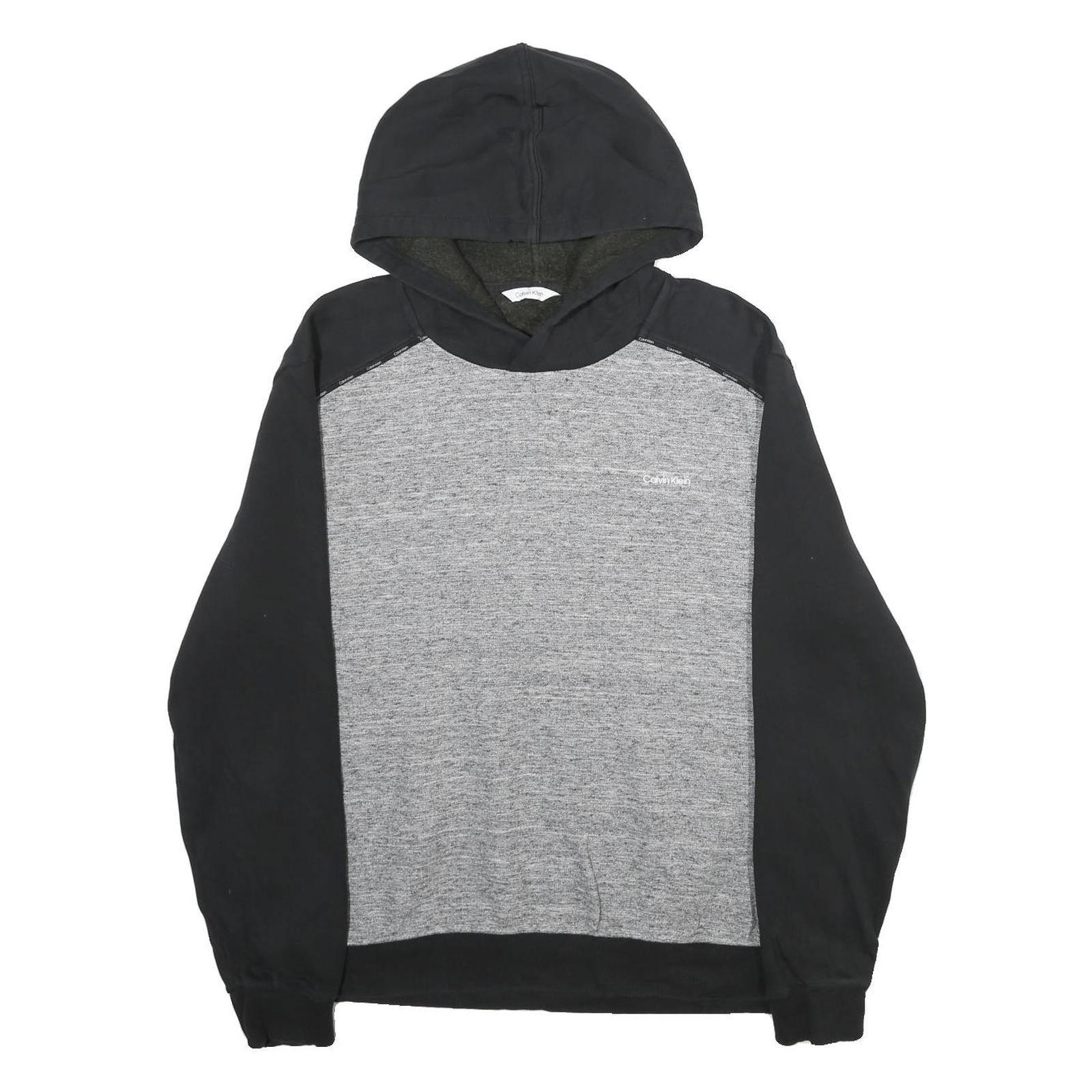 CALVIN KLEIN Mens Black & Grey Hoodie L Cotton Blend Casual Pullover Refurbished - N/A refurbished available on Cerqular