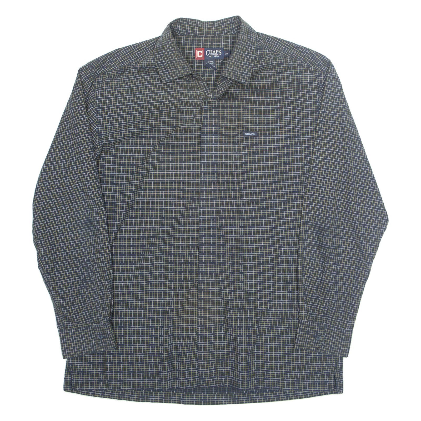 CHAPS Mens Shirt Blue Check Long Sleeve 2XL Refurbished - N/A refurbished available on Cerqular