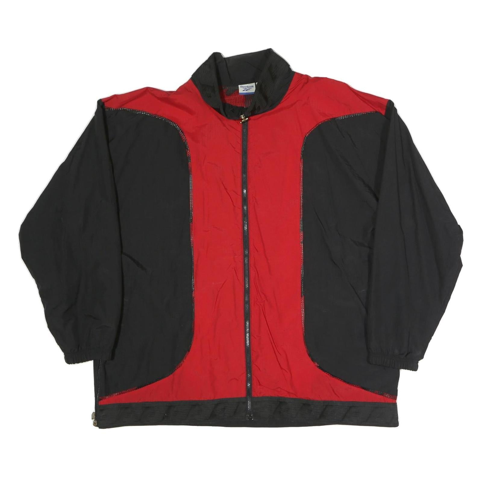 REEBOK Mens Red & Black Zip Jacket XL Polyester Blend Sportswear Casual Track Refurbished - N/A refurbished available on Cerqular