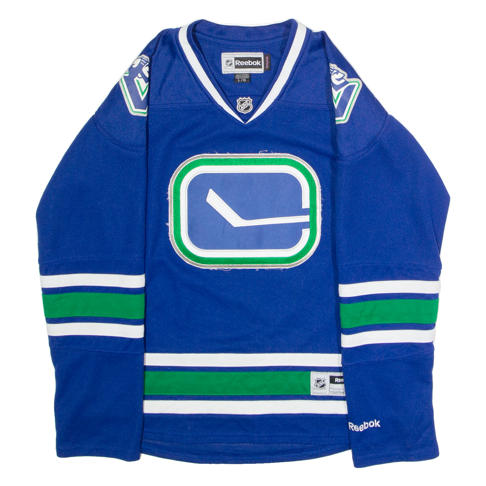 REEBOK Vancouver Canucks Home Womens Jersey Blue Long Sleeve USA V-Neck L Refurbished - N/A refurbished available on Cerqular
