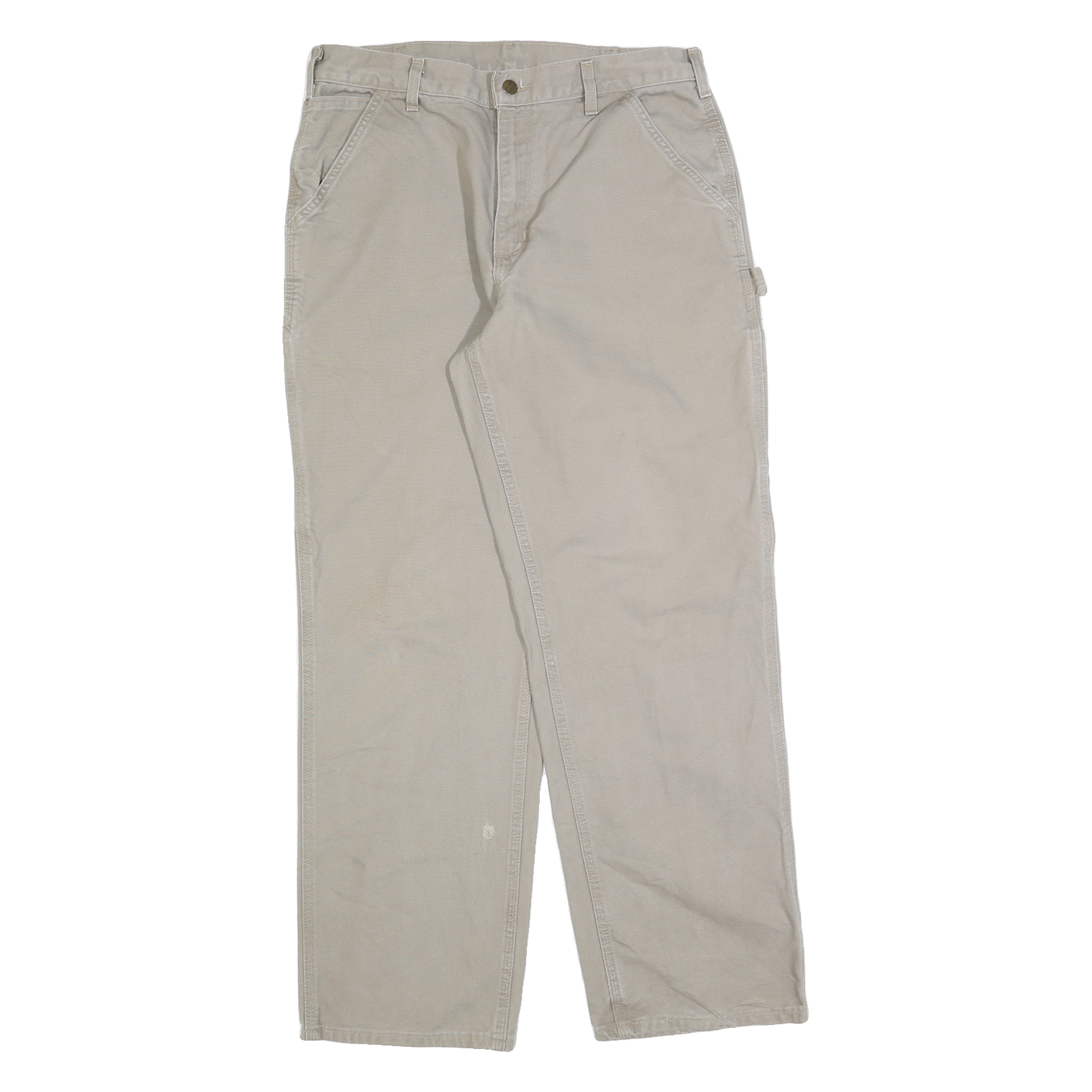 CARHARTT Mens Beige Regular Straight Cotton Blend Trousers W34 L32 Workwear Refurbished - N/A refurbished available on Cerqular