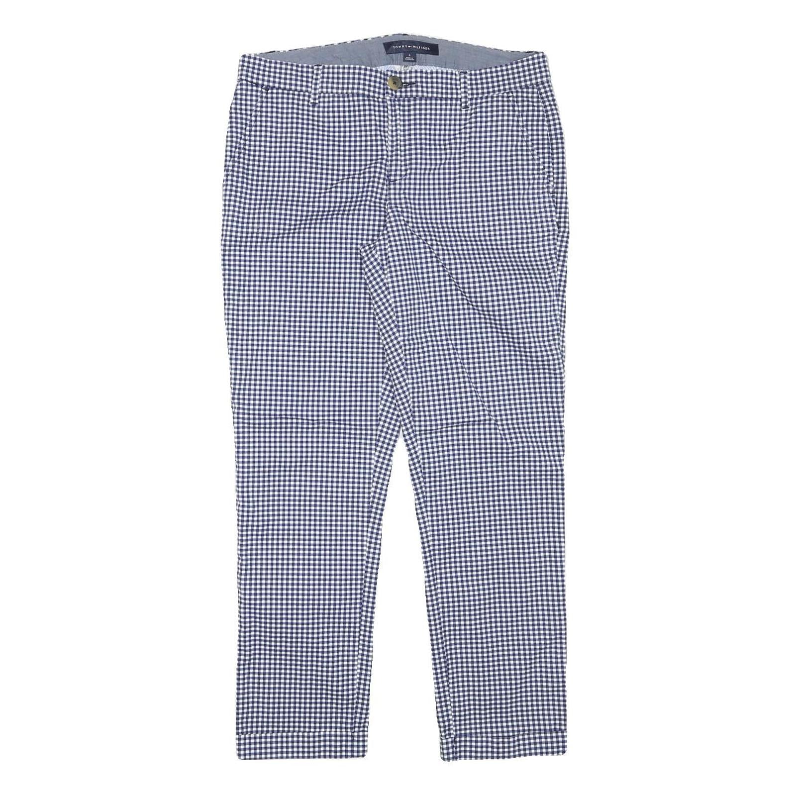 TOMMY HILFIGER Womens Cotton Blend Blue & White Slim Straight Trousers W31 L27 Refurbished - N/A refurbished available on Cerqular