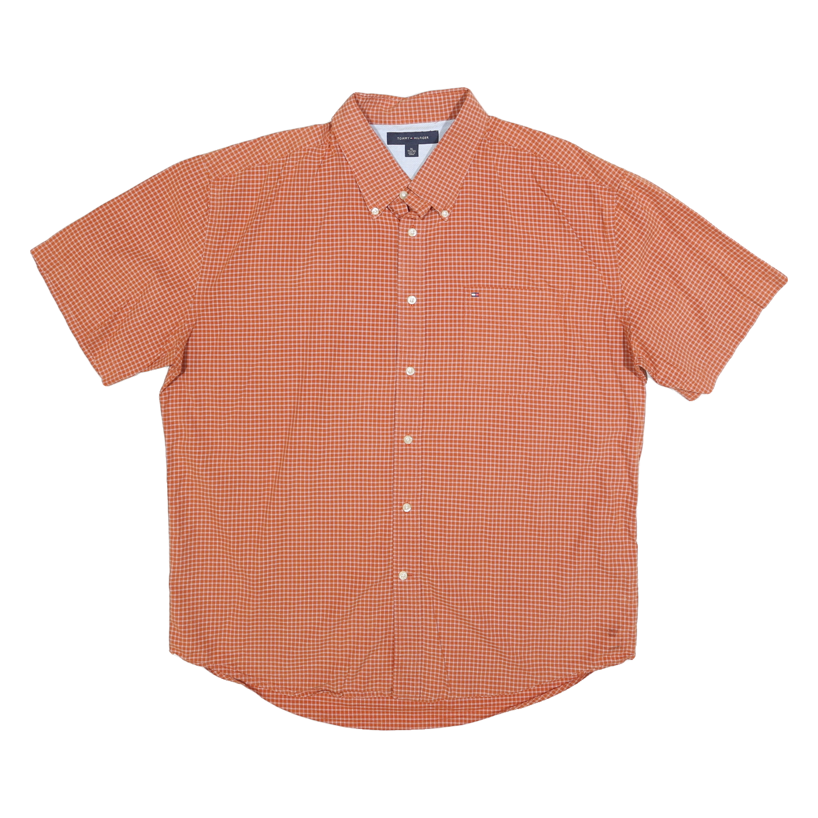 Buy TOMMY HILFIGER Mens Orange Check Shirt XL Cotton Blend Casual Short Sleeve Refurbished - $35.09 TOMMY HILFIGER Mens Orange Check Shirt XL Cotton Blend Casual Short Sleeve Refurbished - N/A refurbished available on Cerqular