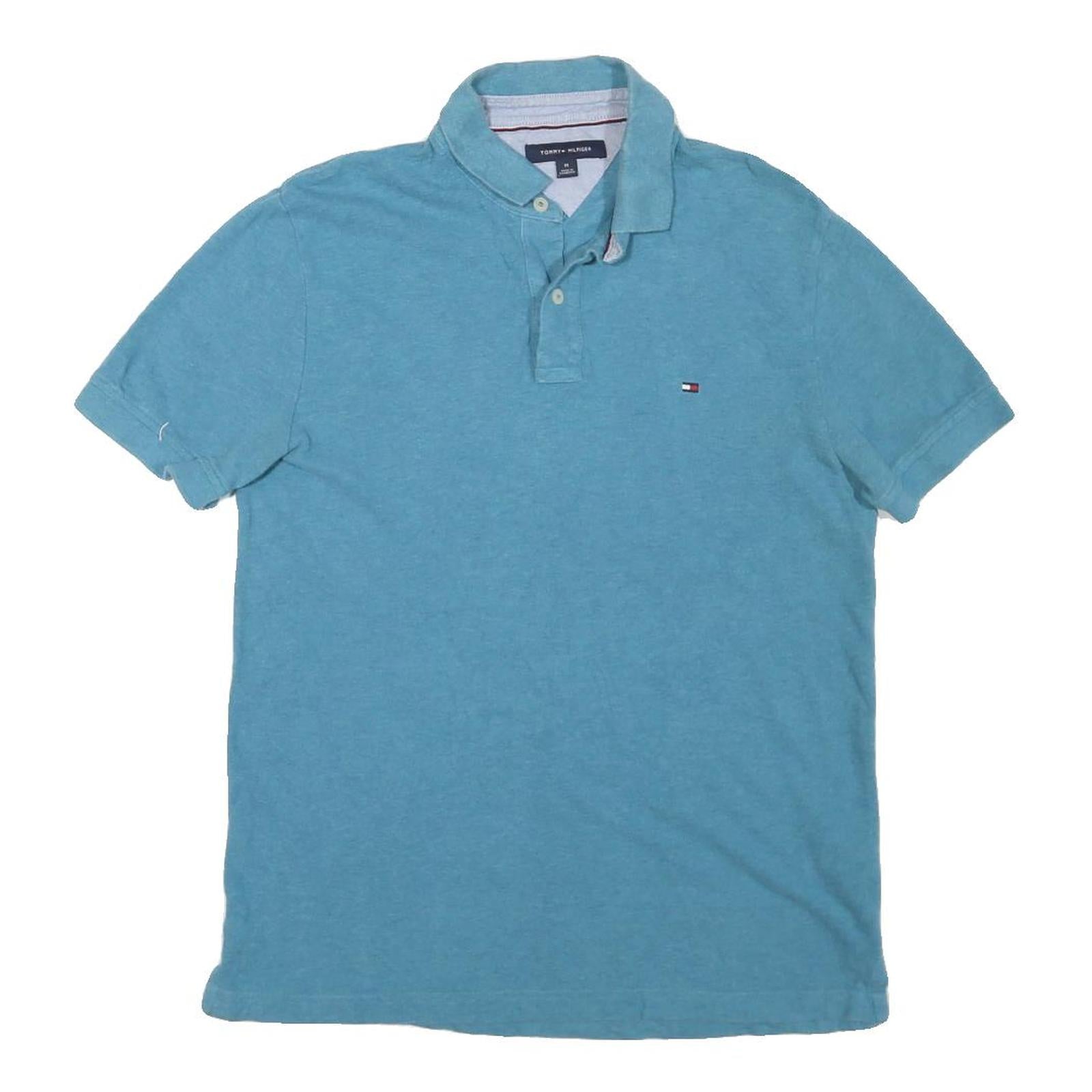 TOMMY HILFIGER Mens Blue Short Sleeve Polo Shirt M Cotton Blend Classic Fit Refurbished - N/A refurbished available on Cerqular